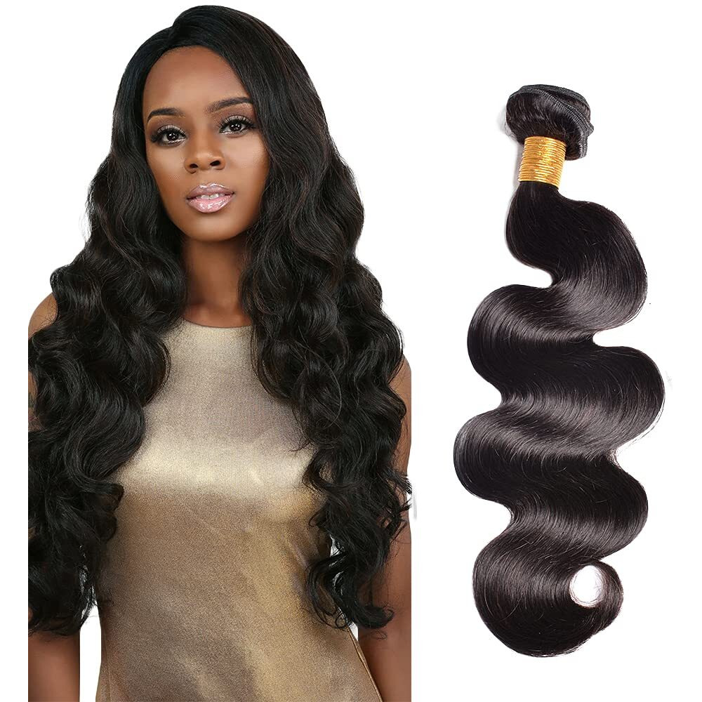 Human Hair Bundles Body Wave Bundles 16 Inch 1 Bundle Unprocessed Brazilian Virgin Hair 1B Natural Color Body Wave Human Hair Extensions