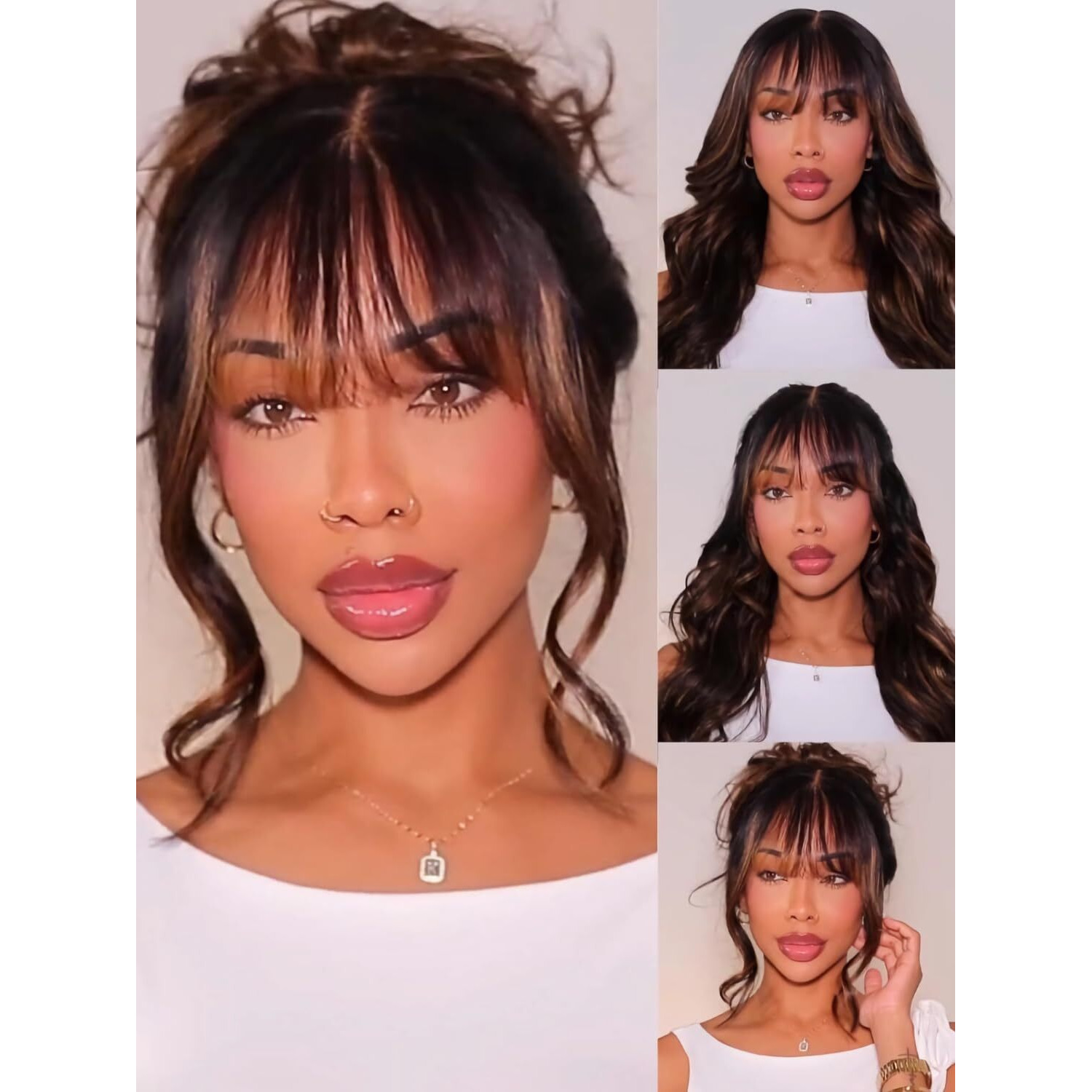 Julia Hair Pre Everything Glueless 13X4 Hd Lace Front Wigs Human Hair Pre Plucked Pre Cut Balayage Highlight Body Wave Curtain Bangs Bye Bye Knots Drawstring Wigs Ready To Wear Frontal Wig 24 Inch