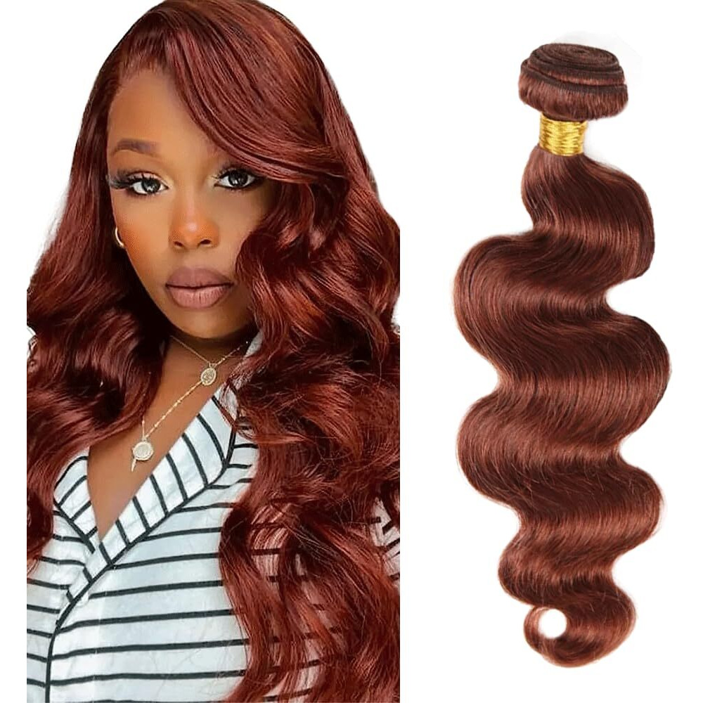 Fridnae Hair Copper Bundles Color 33 Body Wave Human Hair Bundle Reddish Brown 1 Bundle 32 Inch Color 33 Auburn Body Wave Bundles Copper Red Hair Weave