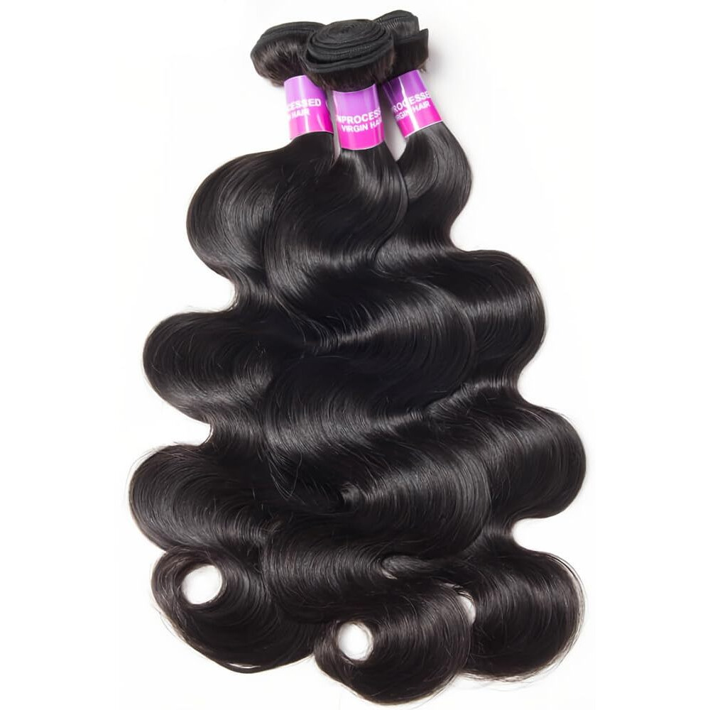 12A Human Hair Bundles 100G Body Wave Bundles Human Hair Extensions 20 Inch Brazilian Virgin Body Wave 1 Piece Deal Unprocessed Brazilian Quick Weave Extensions Natural Black