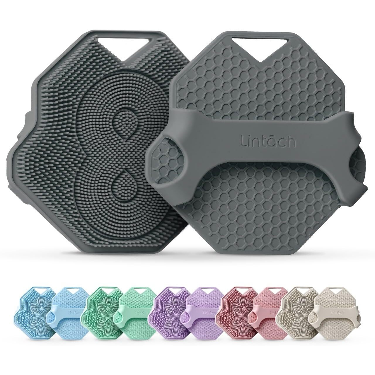 Lintach Shower Scrubbers For Men Shower Exfoliating Body Scrubber, Ergonomic Silicone Body Scrubber, Reusable, Hygienic Bath Loofah For A Smooth Skin, Gray