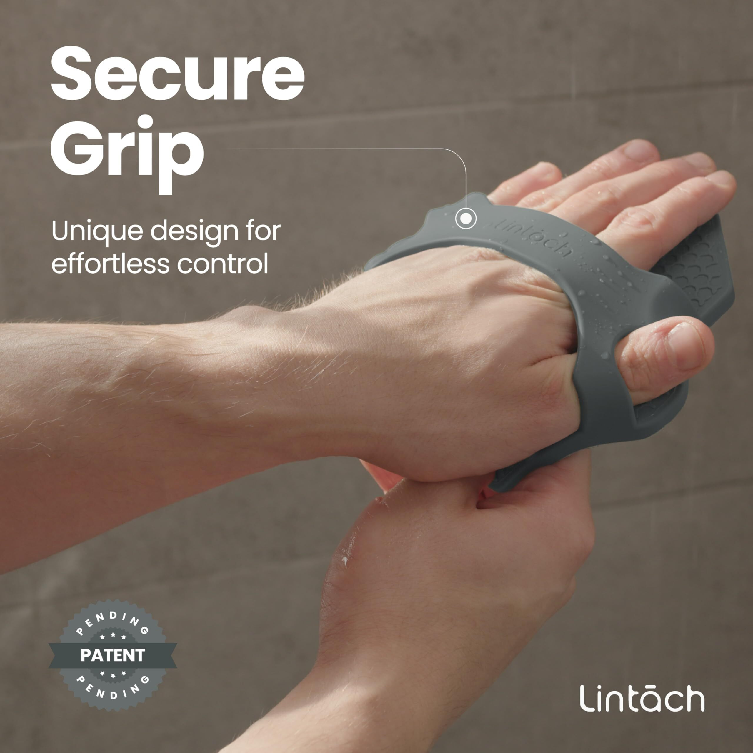 Lintach Shower Scrubbers For Men Shower Exfoliating Body Scrubber, Ergonomic Silicone Body Scrubber, Reusable, Hygienic Bath Loofah For A Smooth Skin, Gray