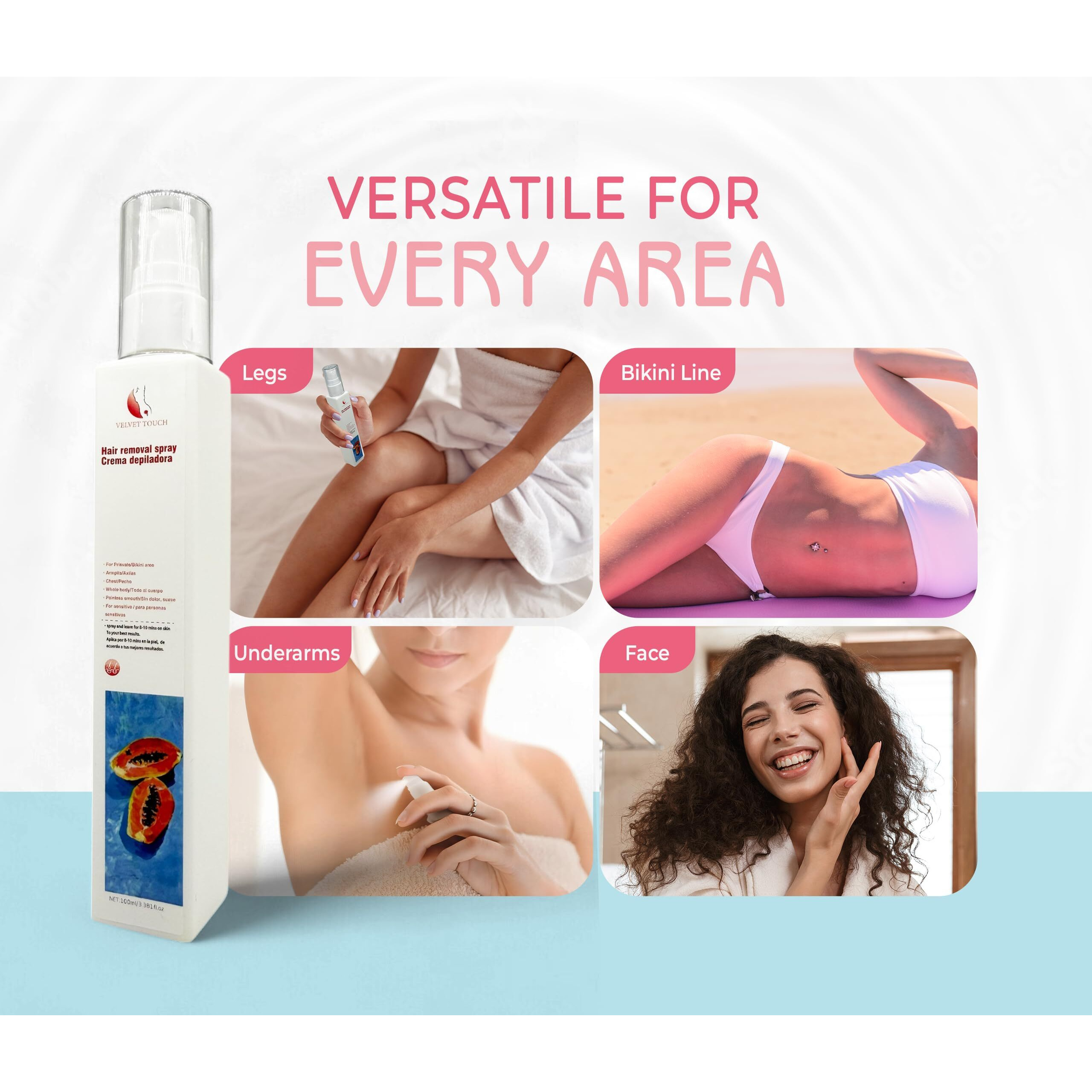 Vagy Rejuvenation Velvet Touch Depilatory Cream - Gentle Hair Removal For Sensitive Skin - Full Body Use - Pain-Free Hair Removal With Refreshing Papaya Scent