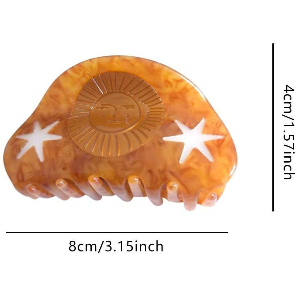 Novelty Boho Sun Hair Clip,Acetate Claw Clips,Big Hair Clips For Women,Funny Hair Clips For Girl,Gold