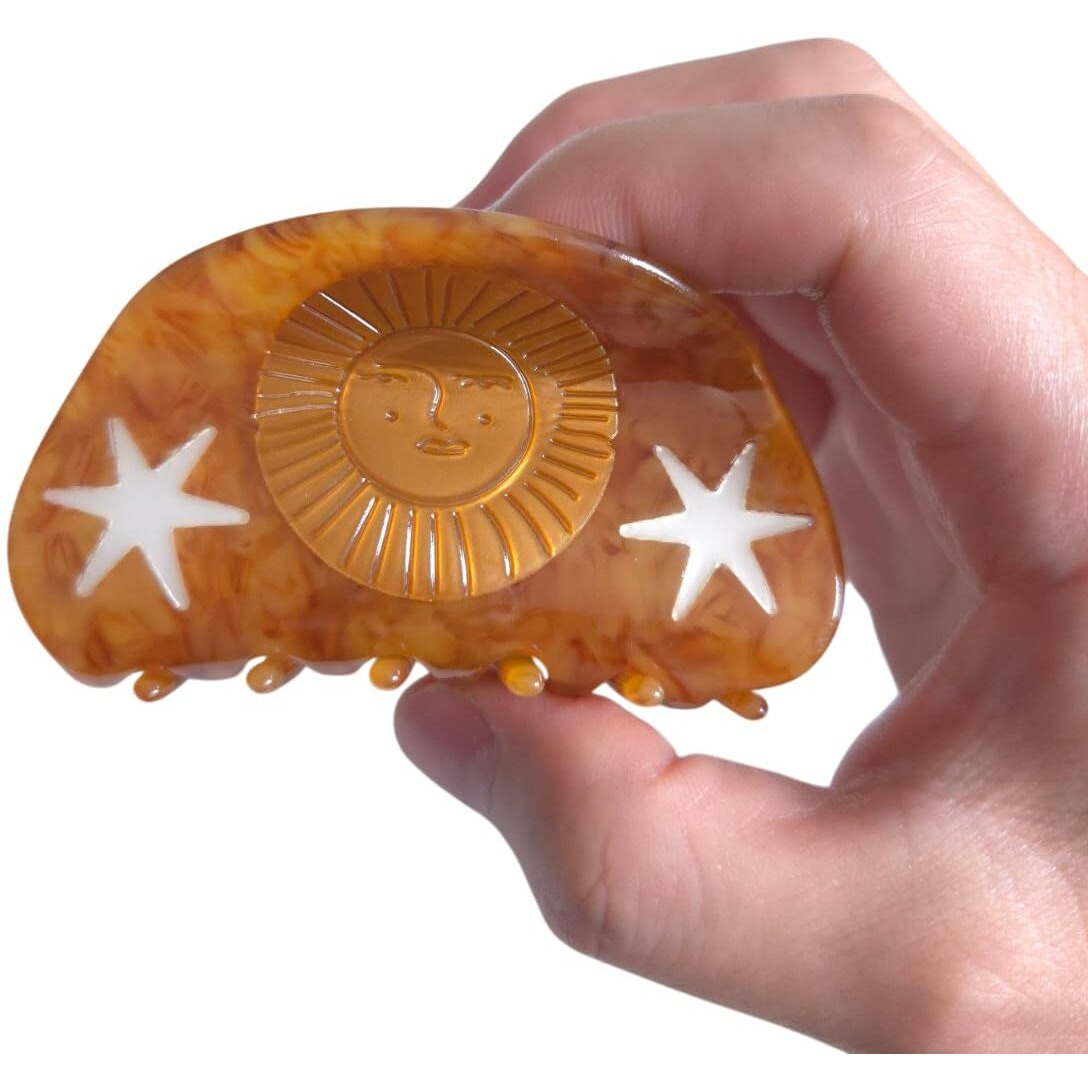 Novelty Boho Sun Hair Clip,Acetate Claw Clips,Big Hair Clips For Women,Funny Hair Clips For Girl,Gold