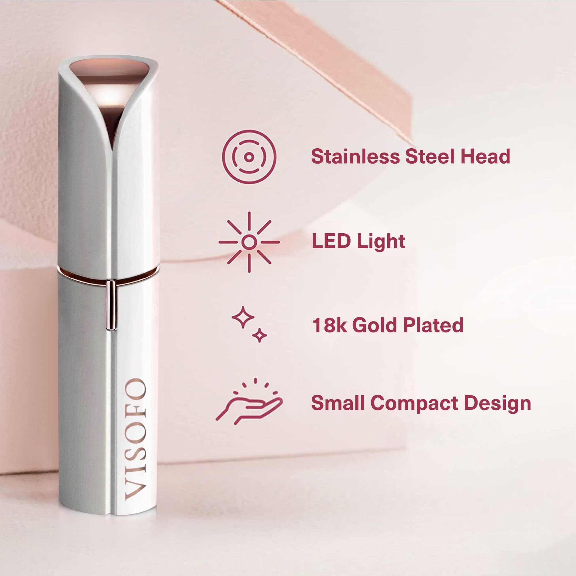 Facial Hair Removal For Women | Electric Razor Device Small Mustache Dermaplaning Remover Tools Tweezers Epilator Trimmer Face Dermaplane Shavers Beauty Gadgets Set Accessories By Visofo (Coral)