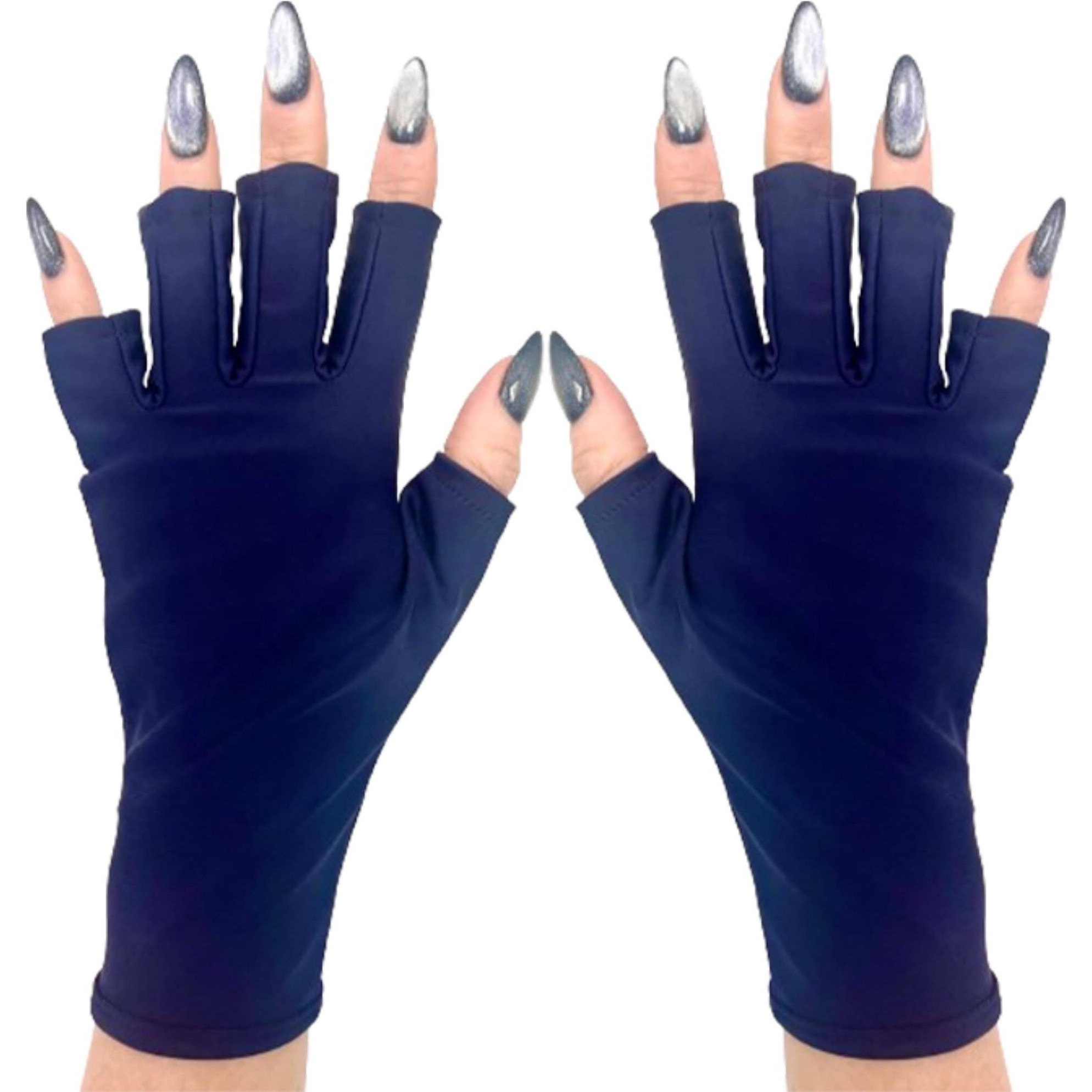 Maniglovz - The Original Upf 50+ Uv Light Protective Nail Gloves | Gel Manicure Gloves And Anti Uv Fingerless Gloves For Women | Can Be Used As Sun Protection Gloves For Driving | Next Level Navy