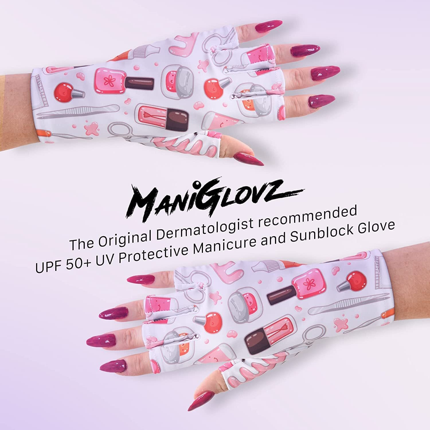 Maniglovz - The Original Upf 50+ Uv/Led Protective Gloves For Gel Manicures, Sun Protection Fingerless Gloves-Shield Skin From The Sun And Nail Lamp- Candy Python
