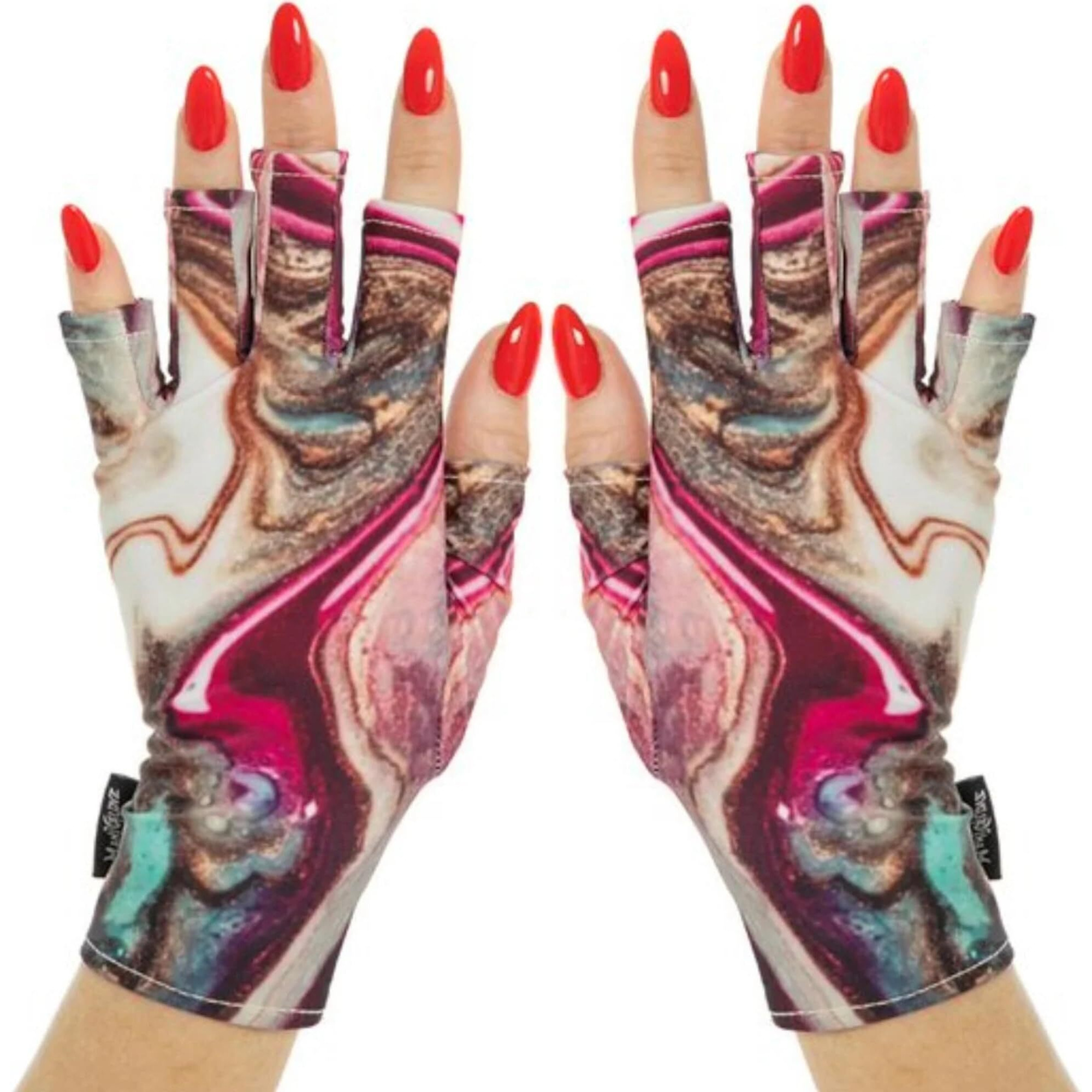 Maniglovz - The Original Upf 50+ Uv Light Protective Nail Gloves | Gel Manicure Gloves And Anti Uv Fingerless Gloves For Women | Can Be Used As Sun Protection Gloves For Driving | Spilled Polish