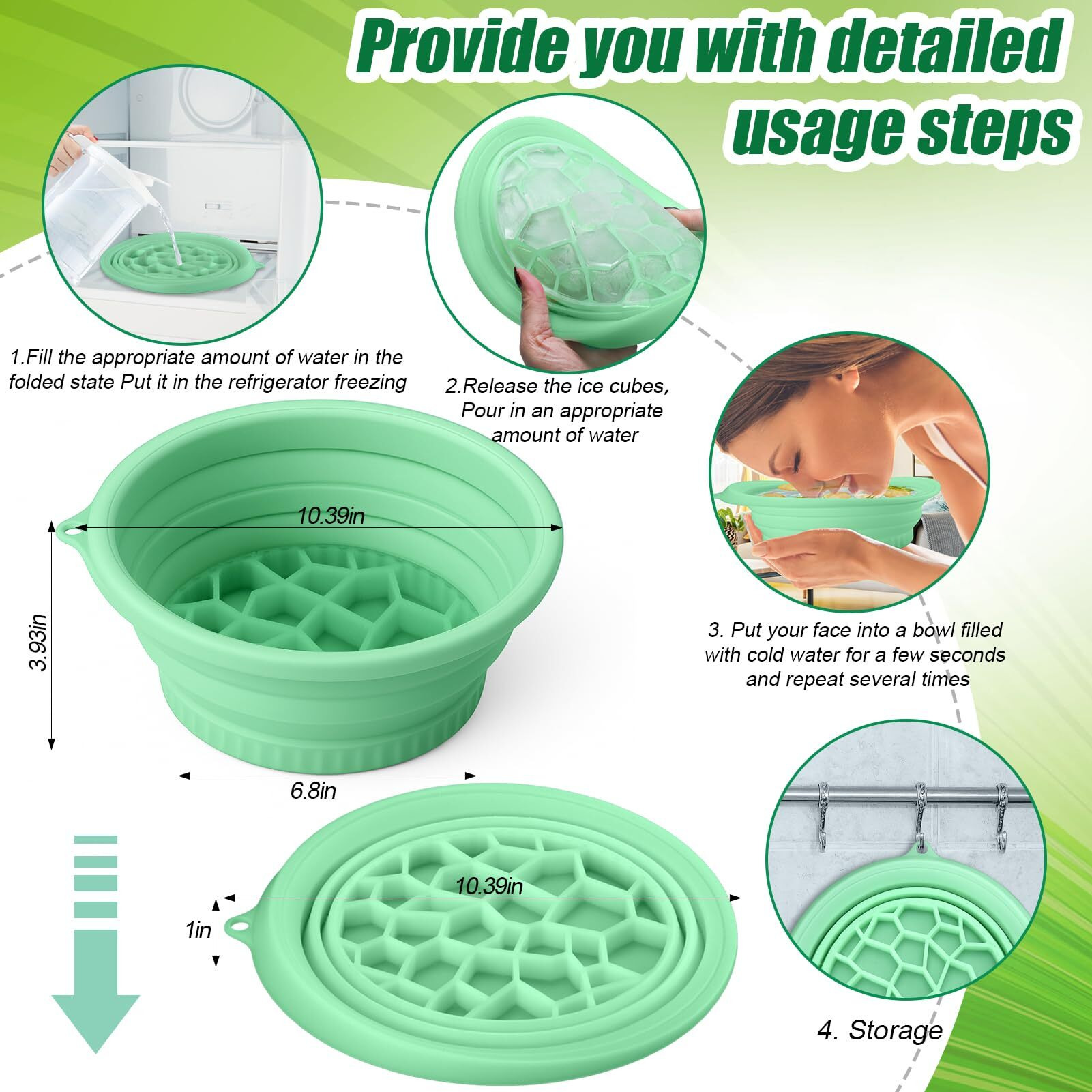 Palksky Face Bowl For Ice With Built-In Icetray, Silicone Ice Facial Folding Washbasin, Facial Plunge Bowl, Face Icebath At Home