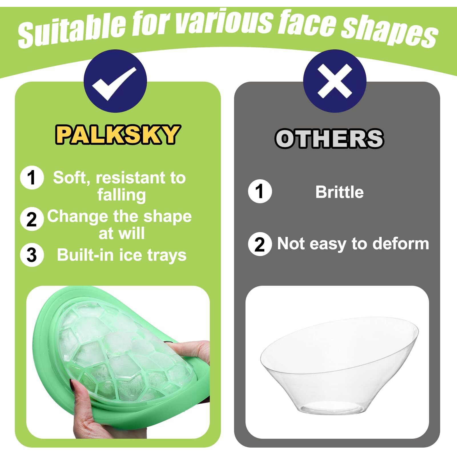 Palksky Face Bowl For Ice With Built-In Icetray, Silicone Ice Facial Folding Washbasin, Facial Plunge Bowl, Face Icebath At Home