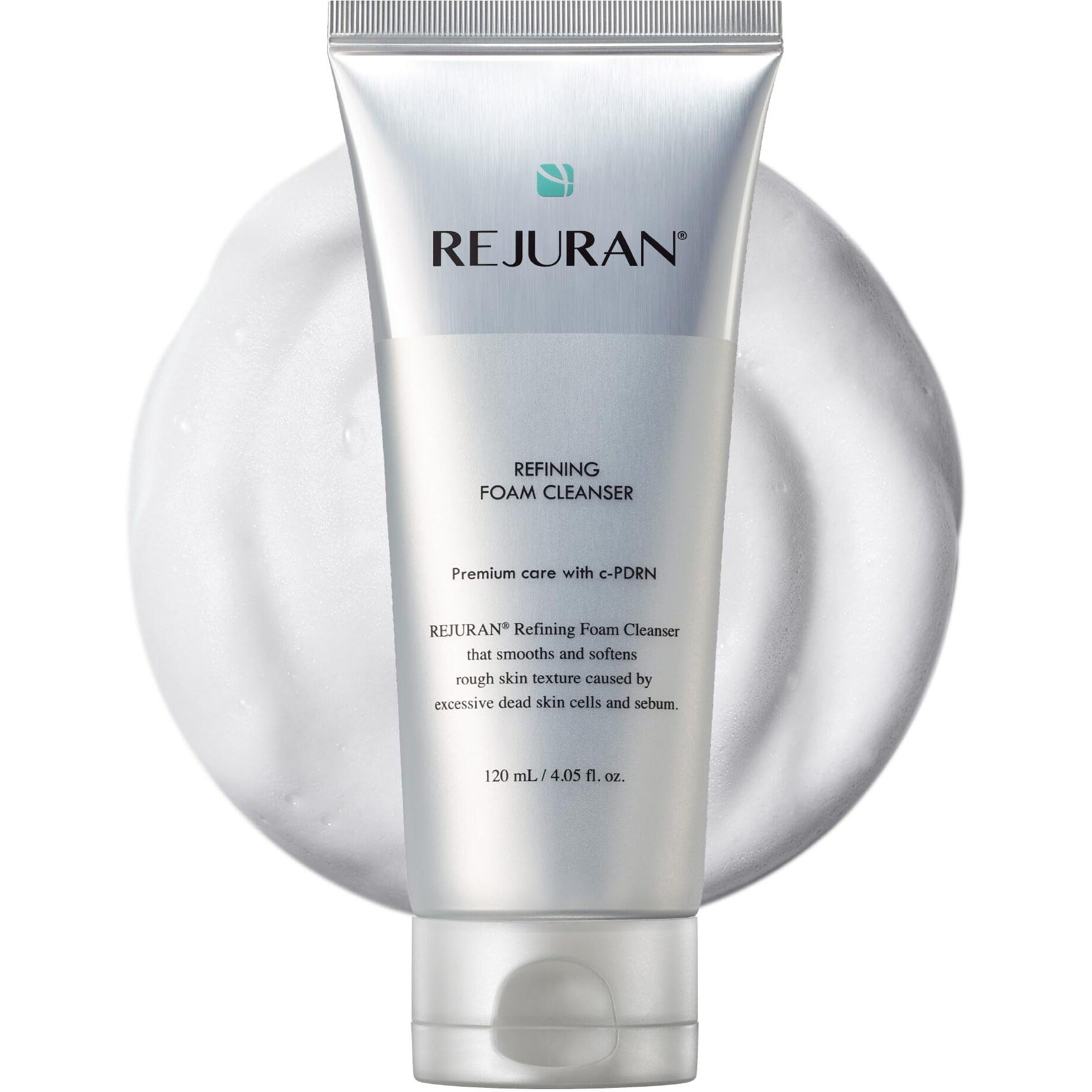 Rejuran Refining Foam Cleanser, C-Pdrn - Hydrating & Gentle For Smoother, Clearer Skin, Minimizes Pores & Balances With Hyaluronic Acid & Tanin Complex, Korean Skin Care (4.05 Fl Oz)