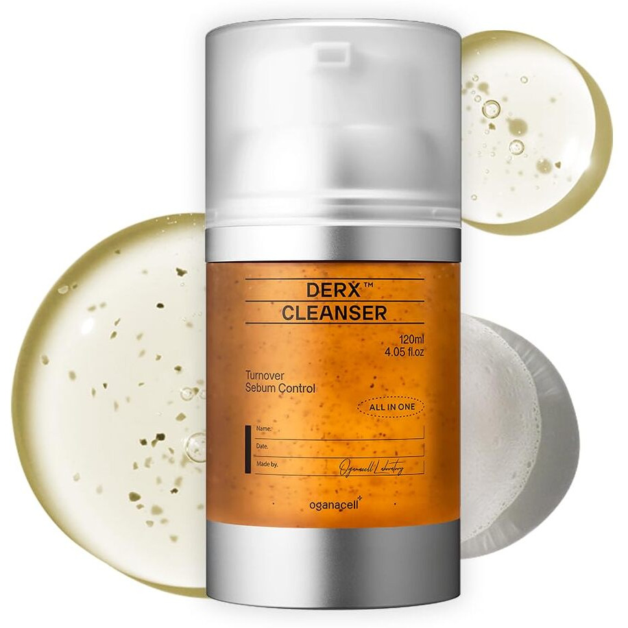 Oganacell Derx Revitalizing Facial Cleanser With Peptides & Walnut Microbeads - Gentle Exfoliating Gel For All Skin, 120Ml