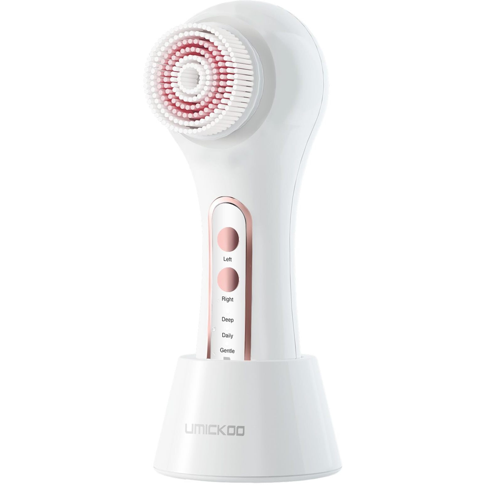Umickoo Face Scrubber Exfoliator,Facial Cleansing Brushes Rechargeable Ipx7 Waterproof With 5 Brush Heads,Electric Face Spin Brush For Exfoliating, Massaging And Deep Cleansing (White)