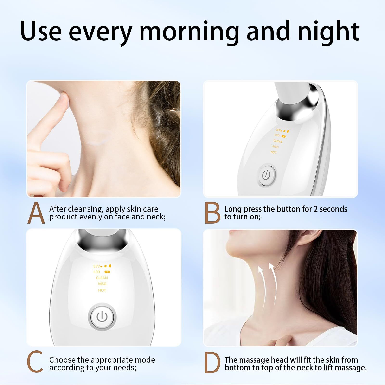 Face Sculpting Tool, Neck And Face Massager, Portable 3 In 1 Facial Device For Daily Skin Care, White