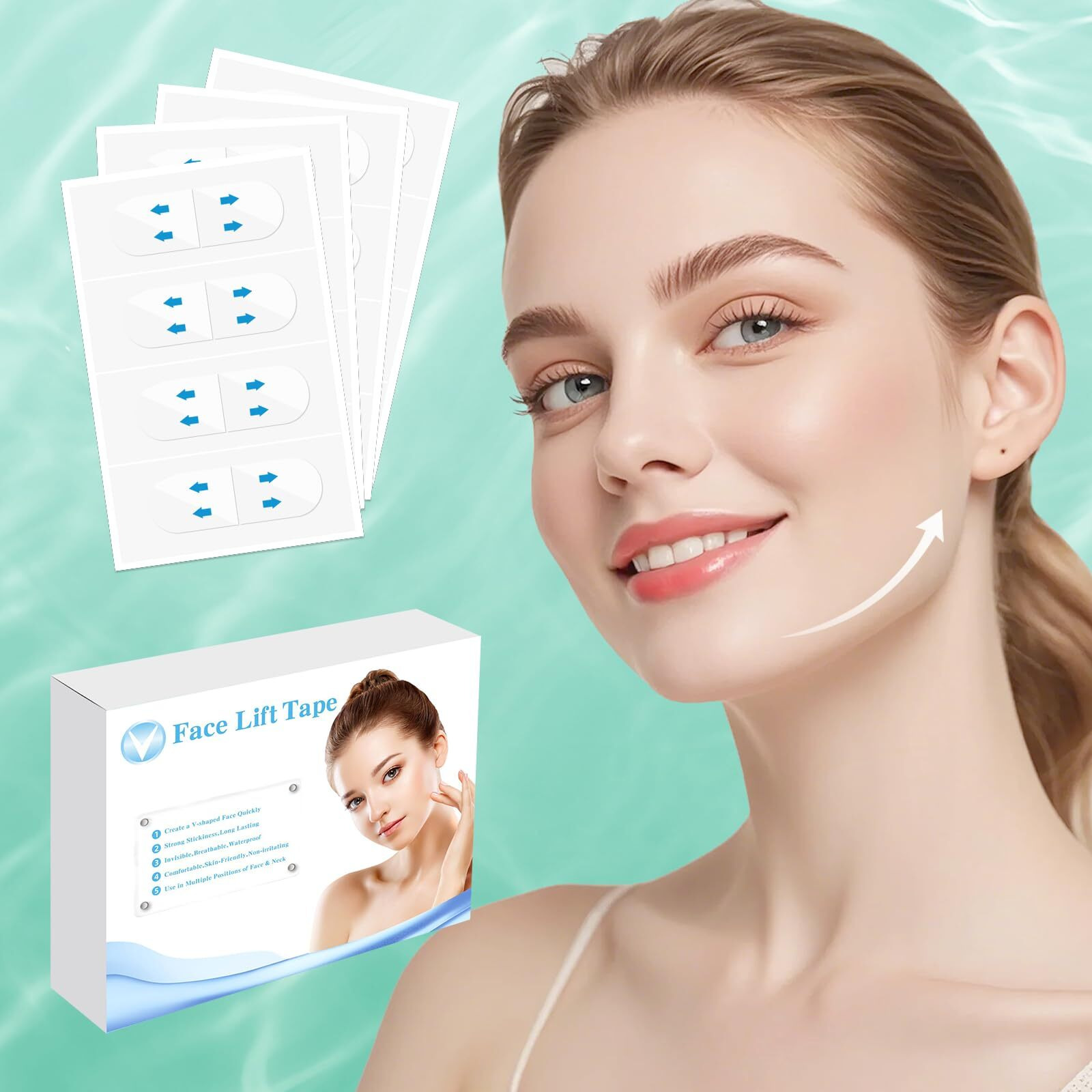 Face Tape Lifting Invisible,200Pcs Face Lift Tape Invisible, Turkey Neck Tape Face Lifter Tape For Makeup Facelift Tape Instant Face Lift Facial Tape For Women Double Chin Jowls Eyebrow Sagging Skin