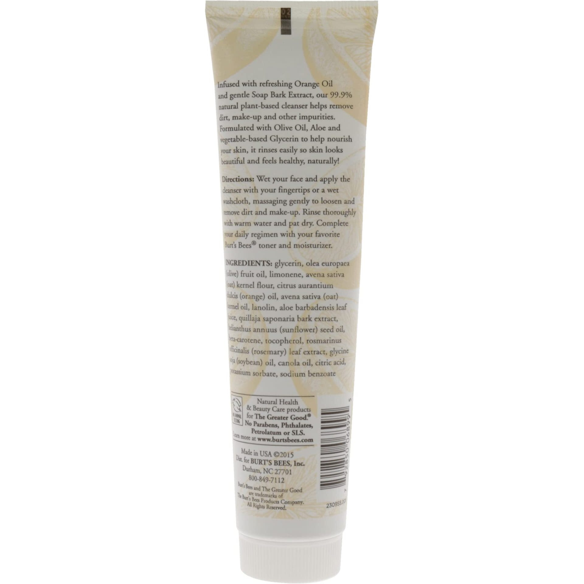Burt's Bees Orange Essence Facial Cleanser, Sulfate-Free Face Wash, 4.3 Ounces