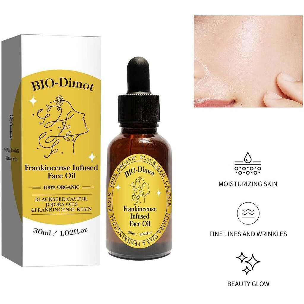 30 Ml Frankincense Essential Oil,Organic Castor & Jojoba Oils For Face Anti-Aging Facial Moisturizer Serum,Natural Skincare Hydrates Skin Moisturizing (1 Pcs)