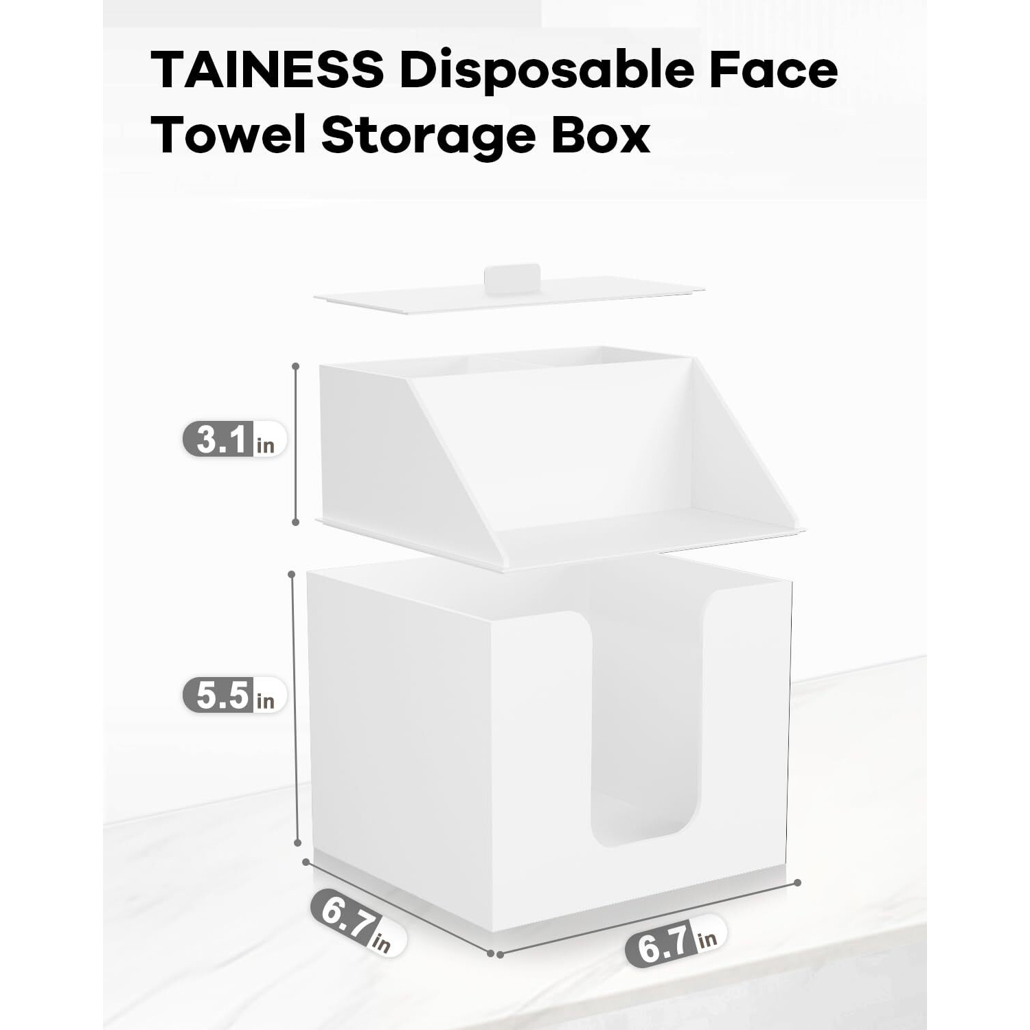 Tainess Disposable Facial Towels Storage Box Compatible With Clean Skin Club Clean Towel Xl - Cotton Pads - Swabs Upgraded Double Layer Acrylic Storage Container Face Towel Holder (Matte White)