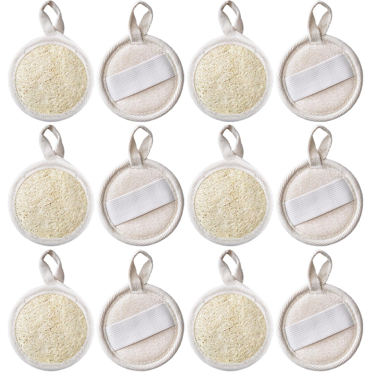 12 Pack Natural Loofah Face Scrubber & Exfoliator, Organic Exfoliating Facial Scrub Pads And Sponges For Women & Men