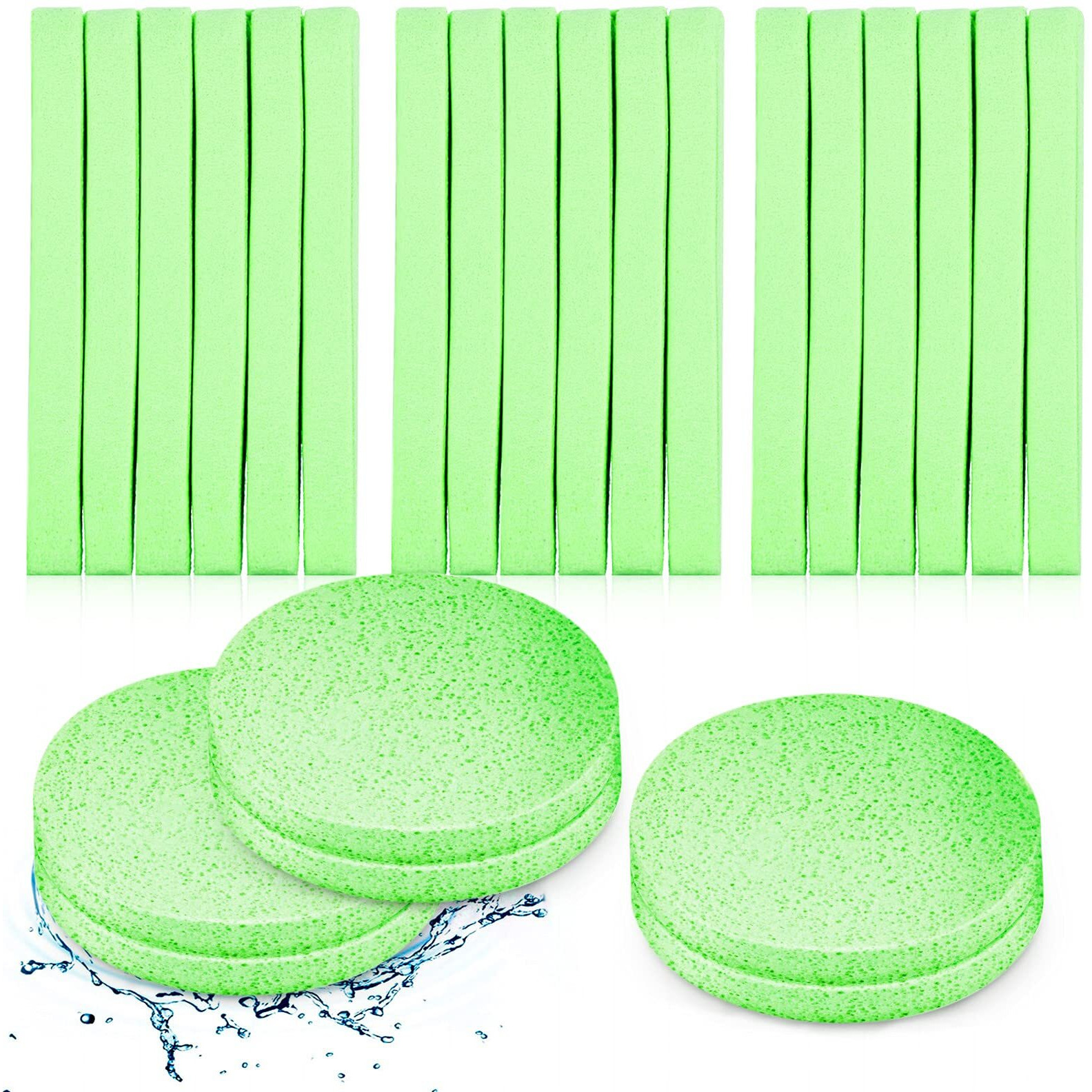 Patelai 120 Pieces Compressed Facial Sponge For Estheticians Face Makeup Removal Cleansing Sponge Pad Exfoliating Spa Wash Round Facial Cleansing Pads Supplies(Green)