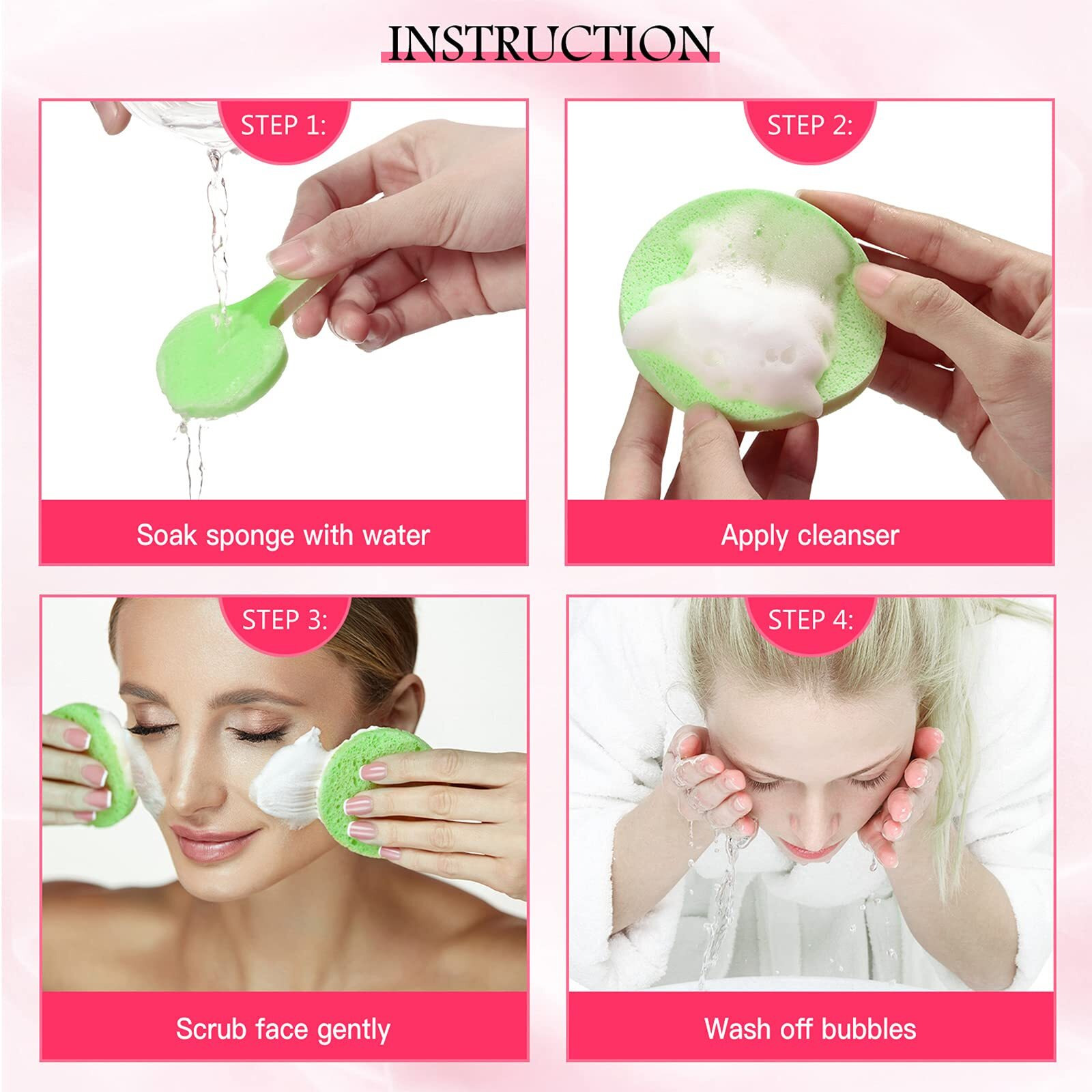 Patelai 120 Pieces Compressed Facial Sponge For Estheticians Face Makeup Removal Cleansing Sponge Pad Exfoliating Spa Wash Round Facial Cleansing Pads Supplies(Green)