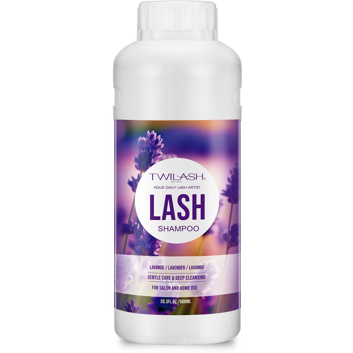 600Ml Lash Shampoo Bulk, Eyelash Cleanser For Extensions, Safe Makeup Remover, Non-Irritating Or Burning Formula Eyelid Foaming Cleanser Best For Professional Salon And Home Use (Lavender)