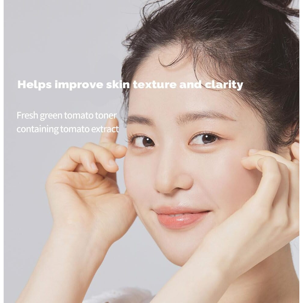 Prettyskin Moisturizing Facial Toner-Gentle Exfoliating & Moisture Boosting Formula - Tomato Extract + Vitamins B, D - For Smooth, Supple Skin 8.45Fl.Oz (250Ml) (Green Tomato Aha Bha Pha)