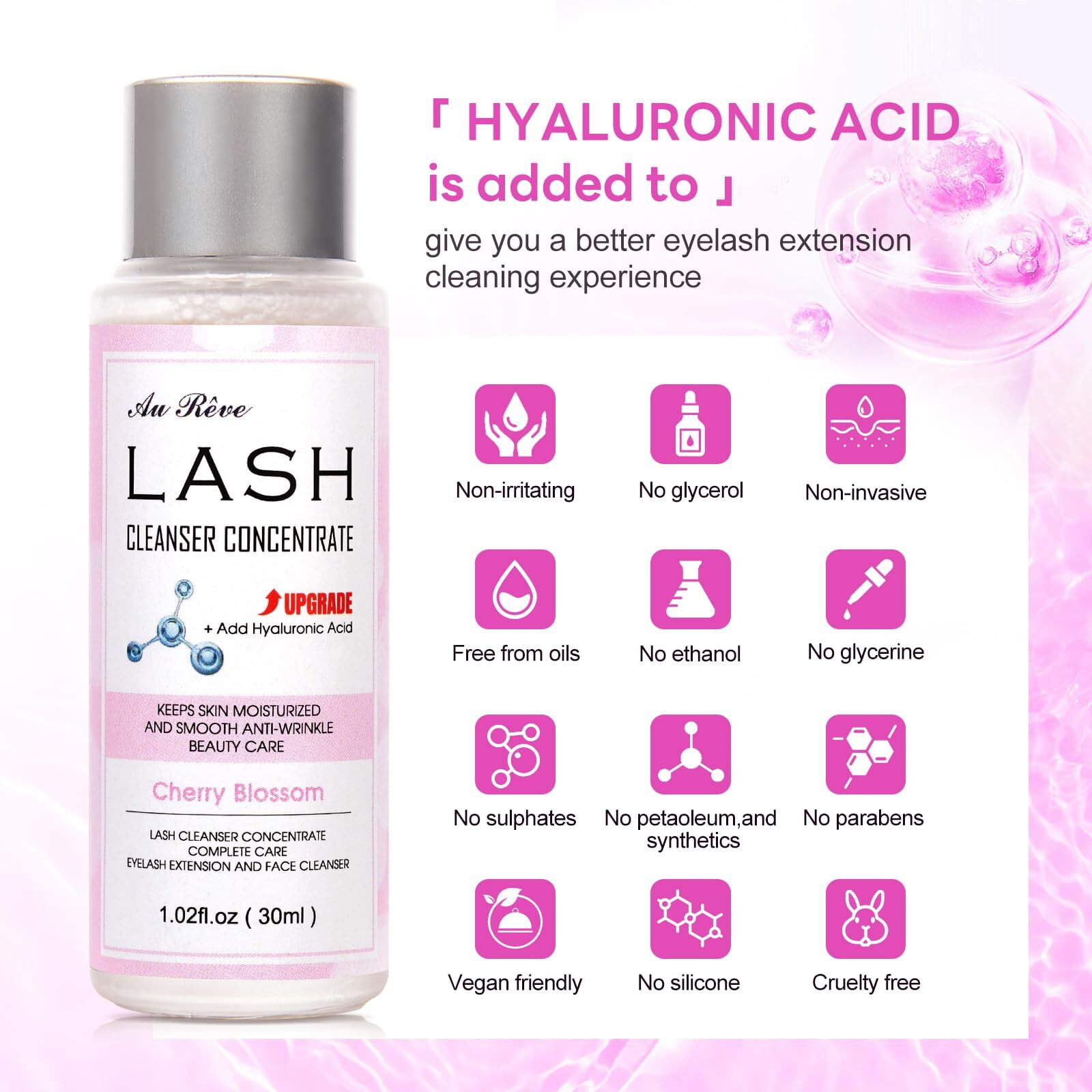 Aureve Lash Shampoo Concentrate 30Ml Lash Cleanser Concentrate Add Hyaluronic Acid Oil-Free Lash Extension Shampoo Perfect For Salon