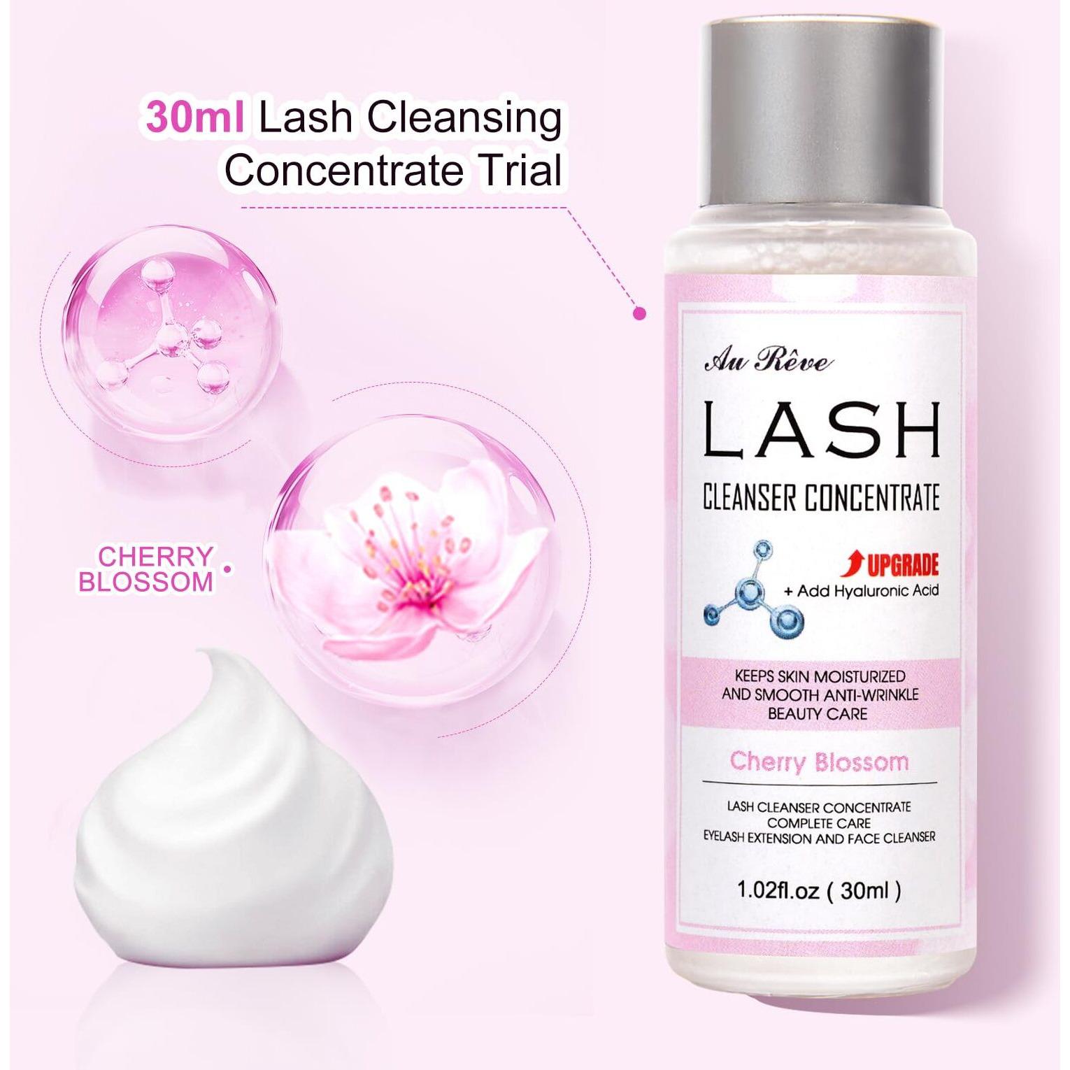 Aureve Lash Shampoo Concentrate 30Ml Lash Cleanser Concentrate Add Hyaluronic Acid Oil-Free Lash Extension Shampoo Perfect For Salon