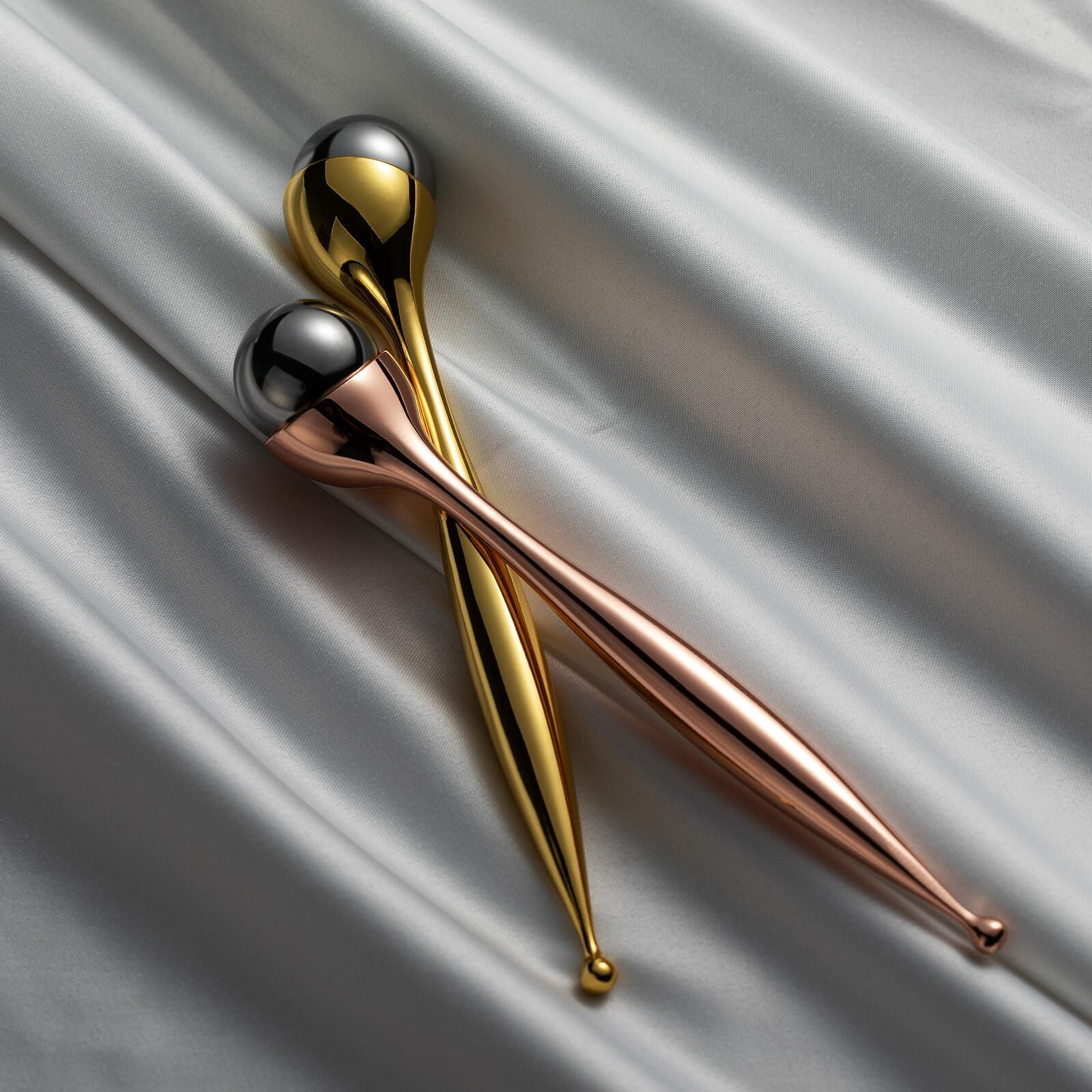Lisapack Metal Eye Cream Roller Wand, Face Massage, Facial Massager For Applicator, Reduce Puffiness (Gold)