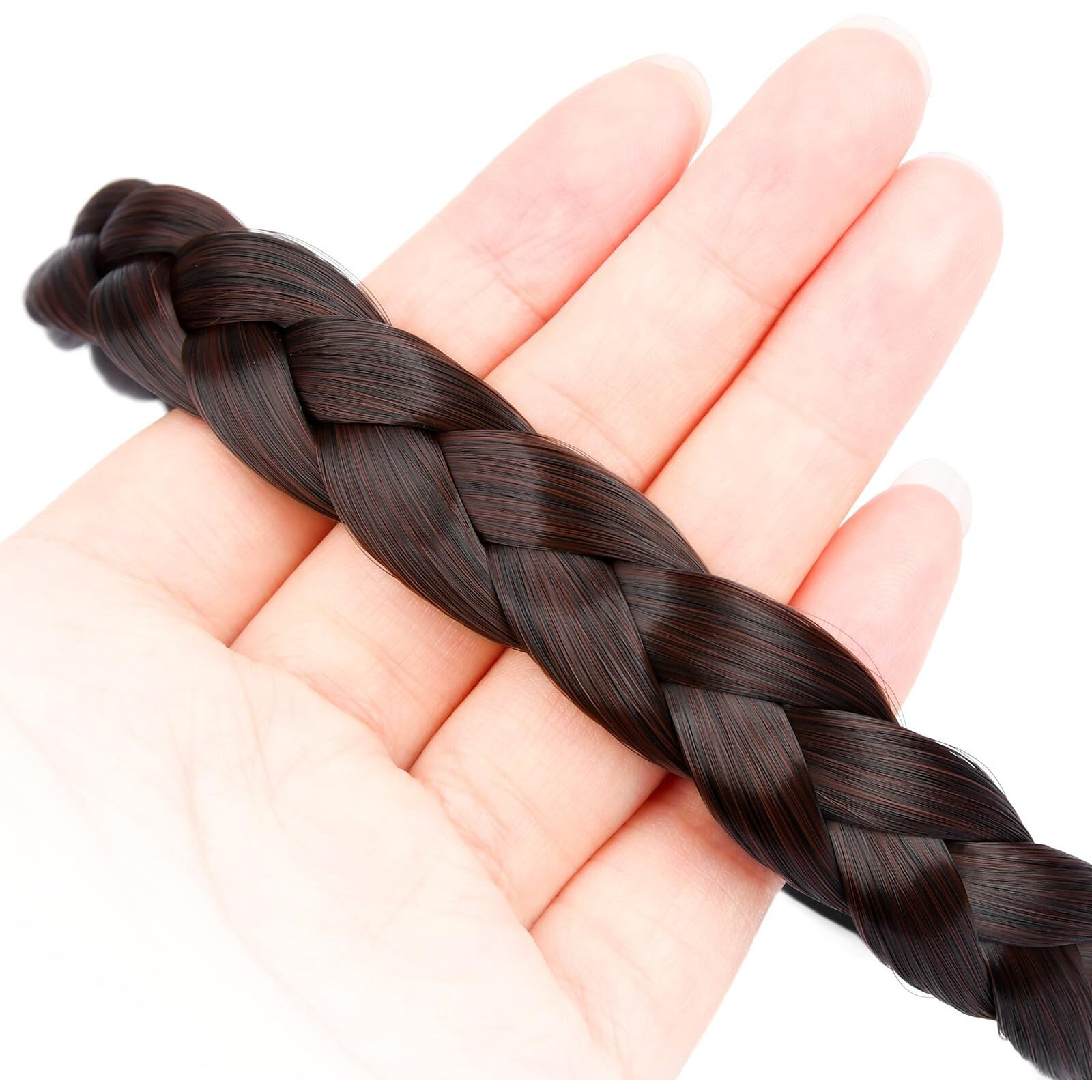 Oplira Braided Headband With Teeth Braids Hairband With Tooth Synthetic Hair Band Plaited Hairband For Women (Dark Chestnut-0.6 Inches)