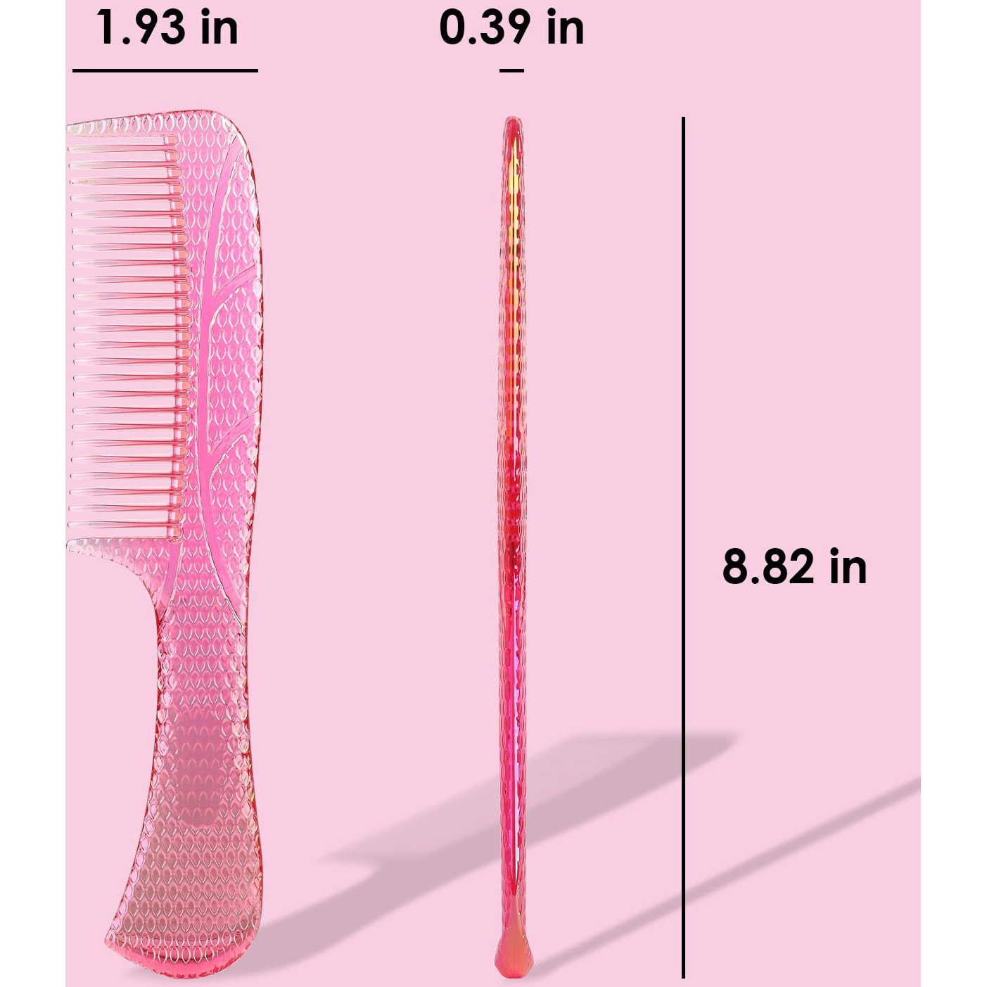 Candybrush Wide Tooth Comb For Women Curly Hair Wet Comb Detangling Girls Long Short Thick Fine Hair Curls Fashion Styling Tool Pink Large