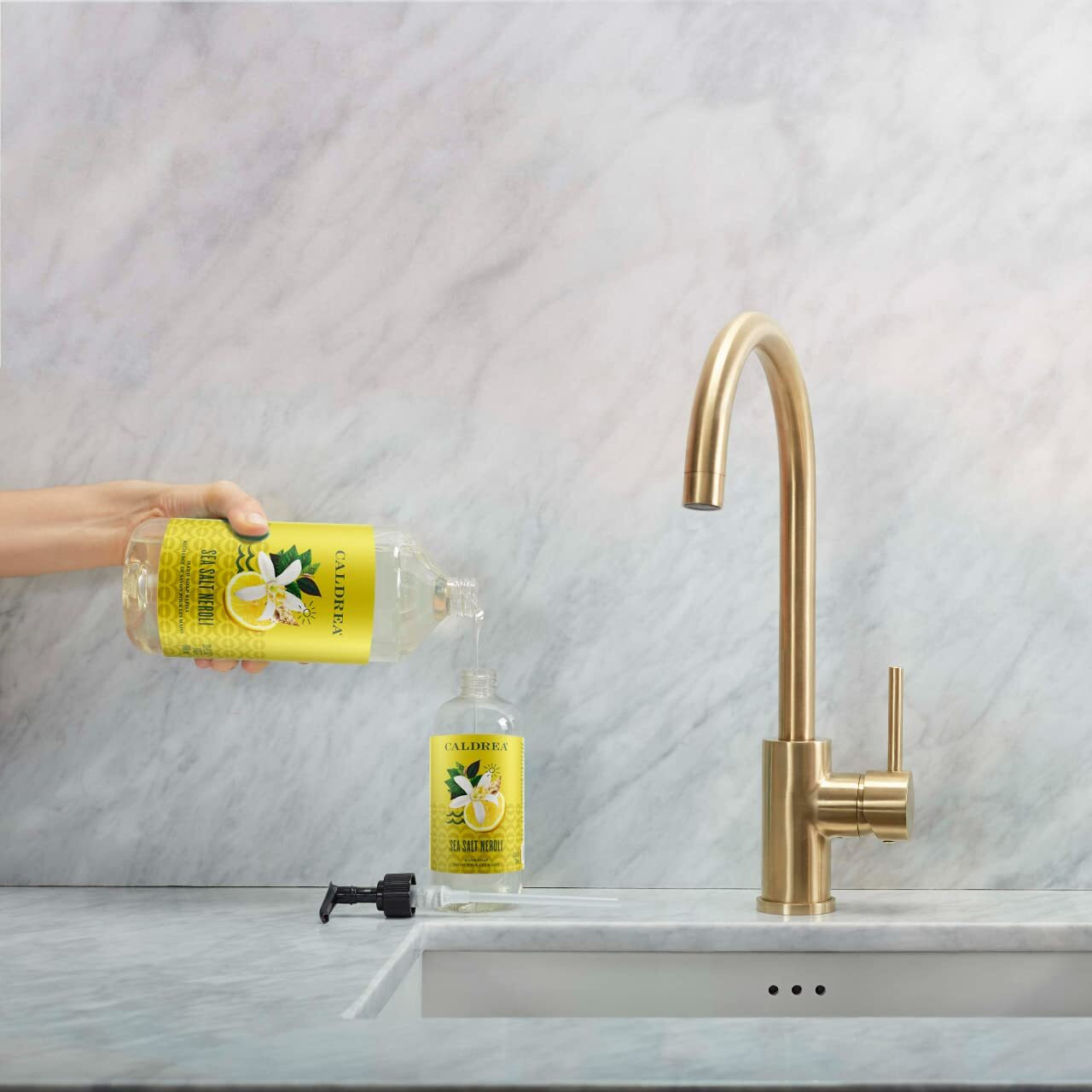 Caldrea Hand Soap Refill, Aloe Vera Gel, Olive Oil And Essential Oils To Cleanse And Condition, Sea Salt Neroli Scent, 32 Oz