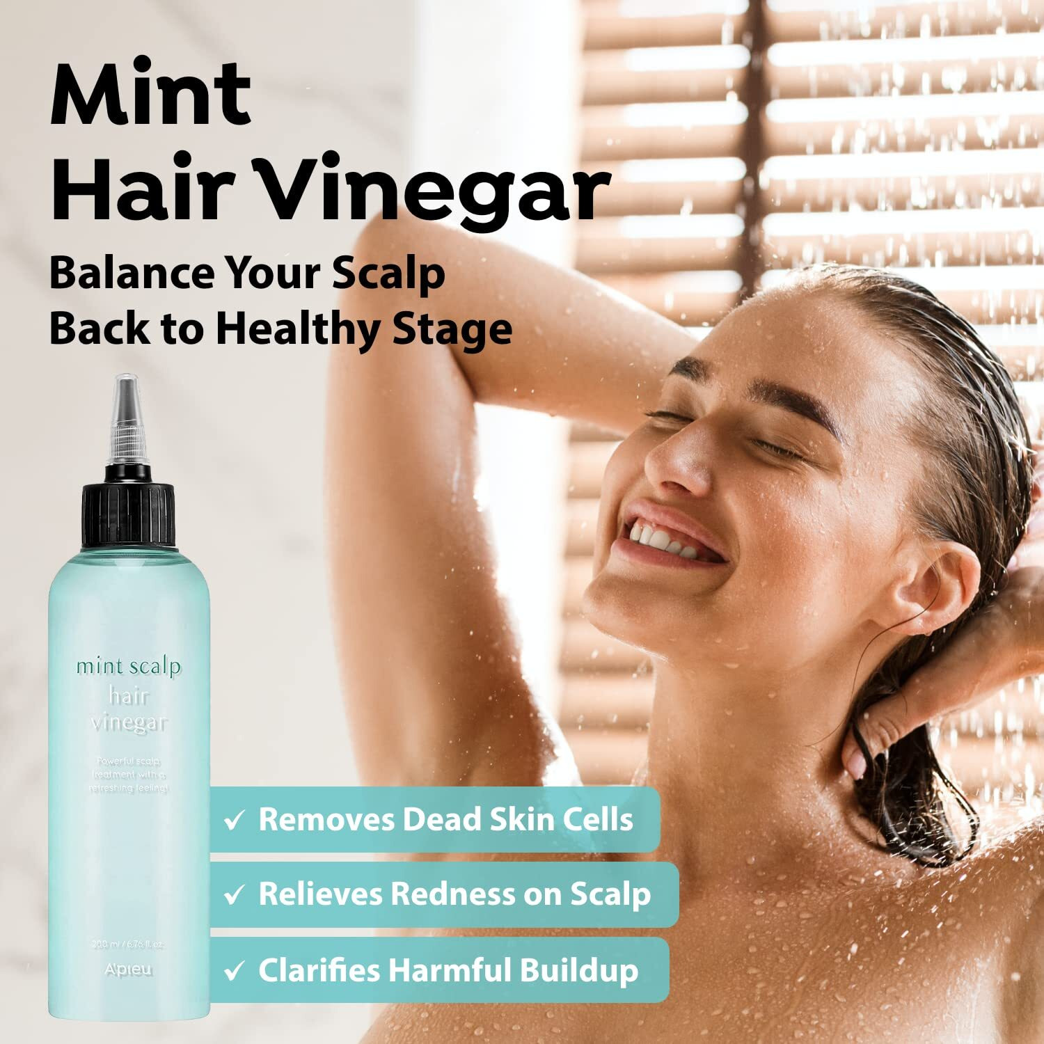 A'Pieu Mint Hair Vinegar Rinse 6.76 Fl Oz - Advanced Scalp Treatment For Oil Control, Korean Hair Care, Hydrating & Ph Balancing, Clarifies & Refreshes