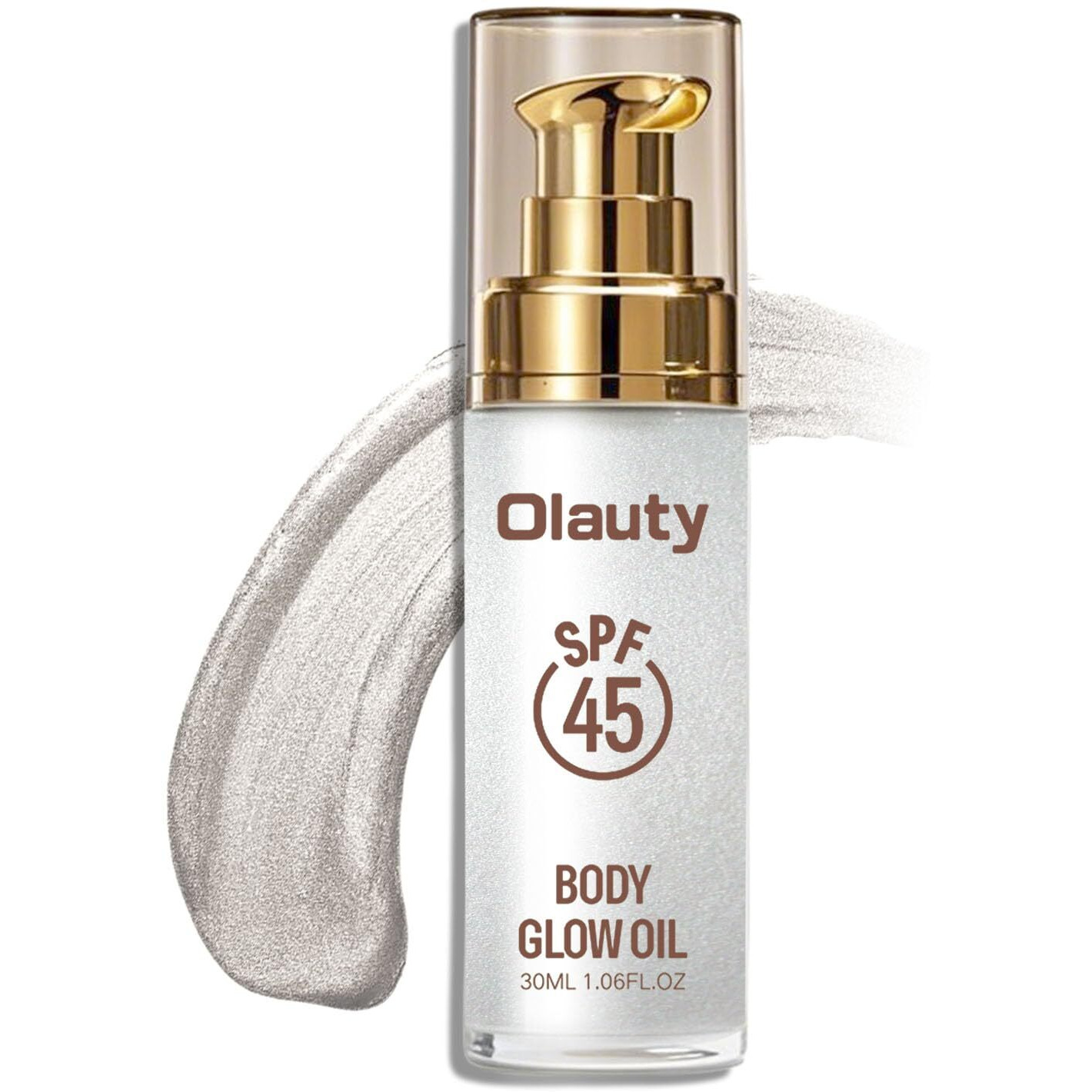 Shimmer Oil, Spf 45 Sunscreen Body Makeup Waterproof No Transfer Body Luminizer Lotion Glow For Women, Liquid Illuminator Bronzer, Long-Lasting, Radiance Skin (02Diamond Platinum)