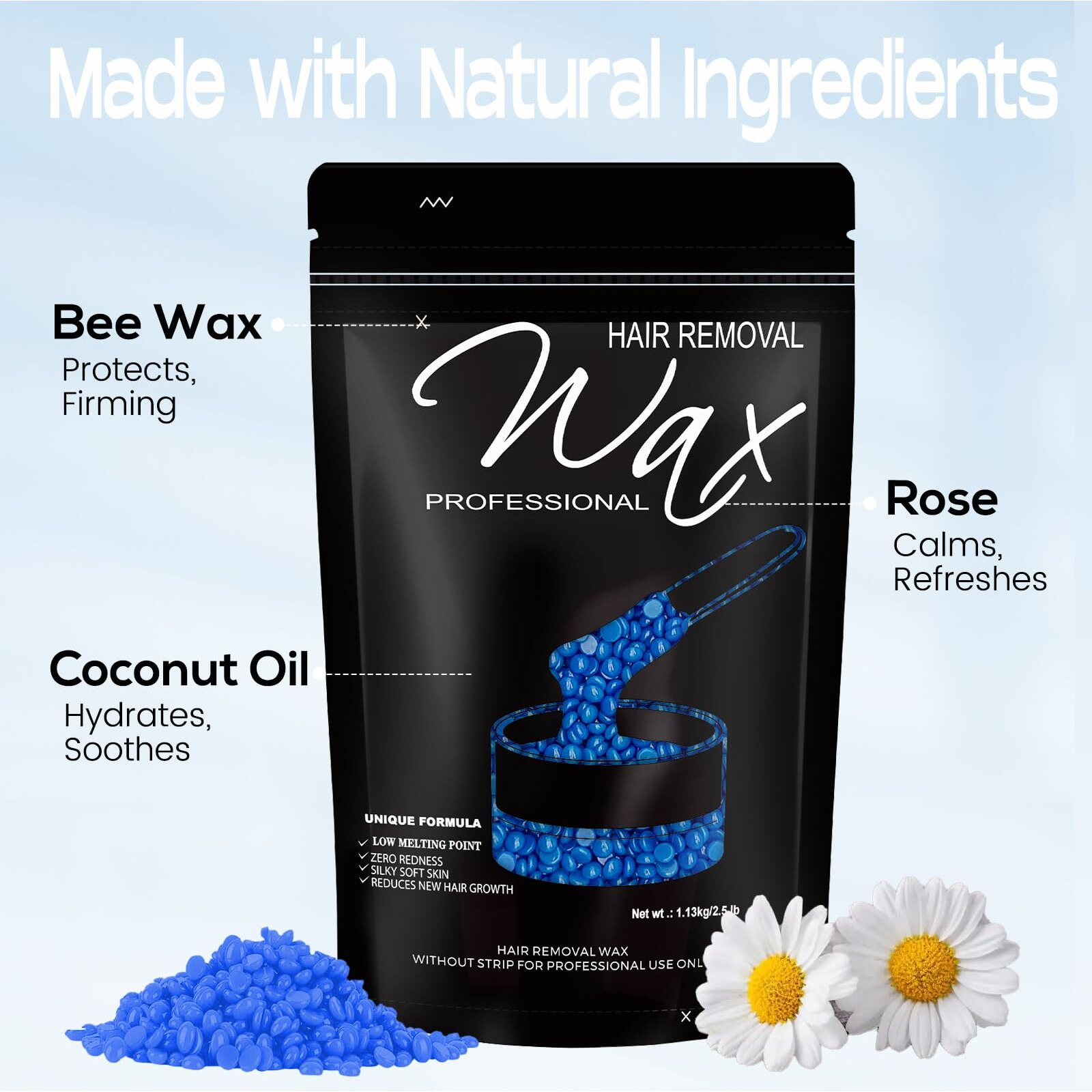 Wax Beads, 2.5Lb Hard Wax Beads, Hard Wax Perfect For Legs, Face, Body, Bikini, And Brazilian Waxing At Home,Wax Beads For Hair Removal, Suitable For Women With Sensitive Skin