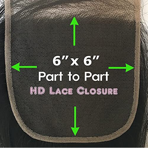 Joe Green 6X6    Hd Transparent Closure With 100% Virgin Remy Human Hair Pre-Plucked Baby Hair Natural Color (6X6 Body Natural, 14 Inch (Pack Of 1))