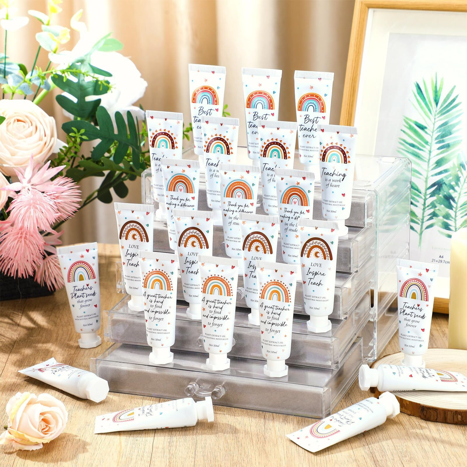 Dansib 24 Pcs Teacher Appreciation Hand Cream Gifts Boho Rainbow 2025 Back To School Thank You Teacher Gifts For Women Travel Size Hand Lotion Cream Christmas Moisturizing