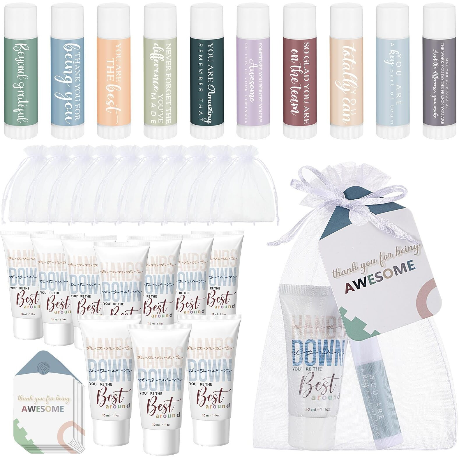 Heigble 10 Sets Back To School Teacher Appreciation Gifts Bulk Lip Balms And Hand Cream Employee Appreciation Inspirational Hand Lotion Thank You Gifts Bulk For Women Men Coworker Staff Office Team