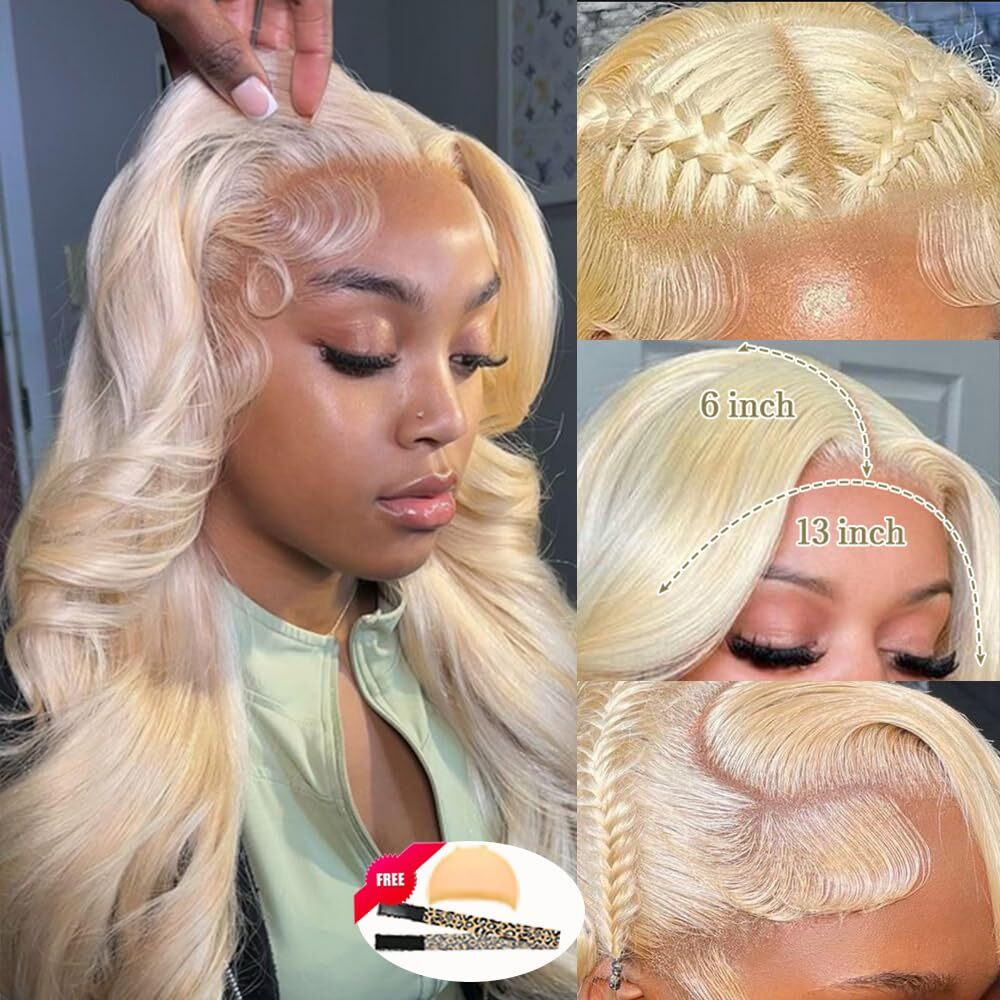 Belaved 28 Inch Wigs Human Hair Blonde Lace Frontal 613 Blonde 13X6 Hd Transparent Curly Real Human Hair 180% Density Body Wave Pre Plucked Glueless Lace Front Wig With Natural Hairline
