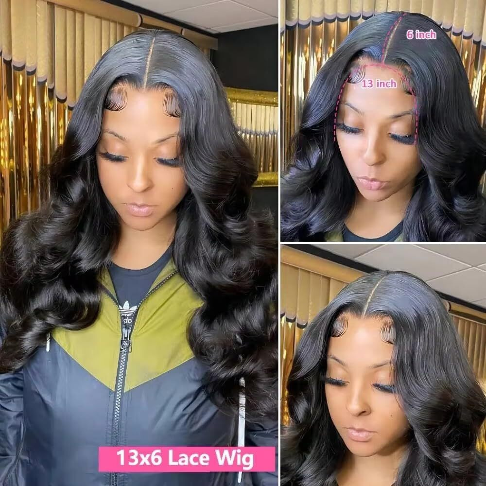 Boxiubut 250% Density 13X6 Hd Body Wave Lace Front Wigs Human Hair Pre Plucked Hd Lace Frontal Wig 13X6 Glueless Full Lace Frontal Wigs Human Hair For Women Natural Black