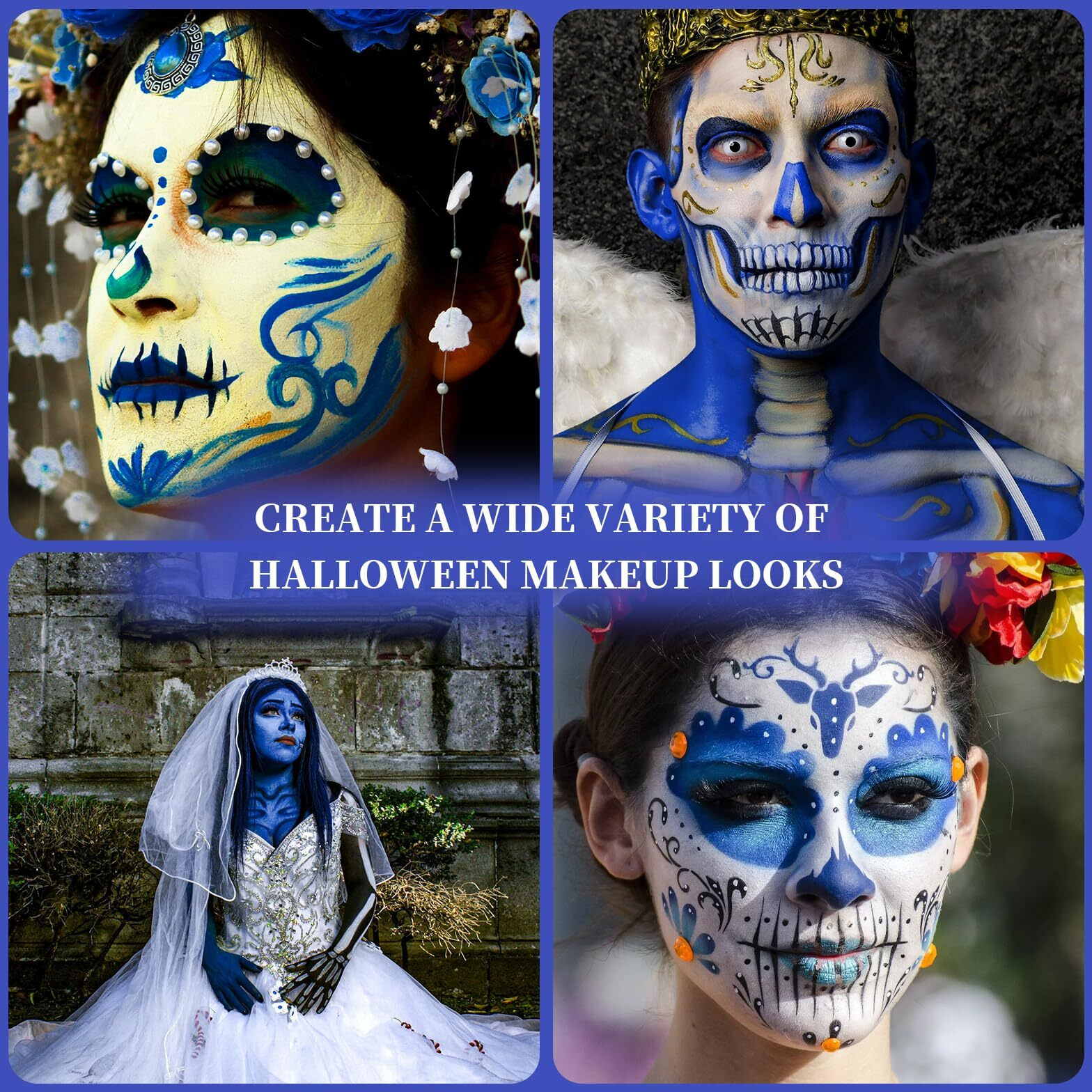 Ybuete Blue Face Body Painting Stick, Professional Full-Coverage Cream Blue Face Paint For Halloween Sfx Cosplay Makeup, Washable Eye Body Stick For Adult Carnival & Costume Party