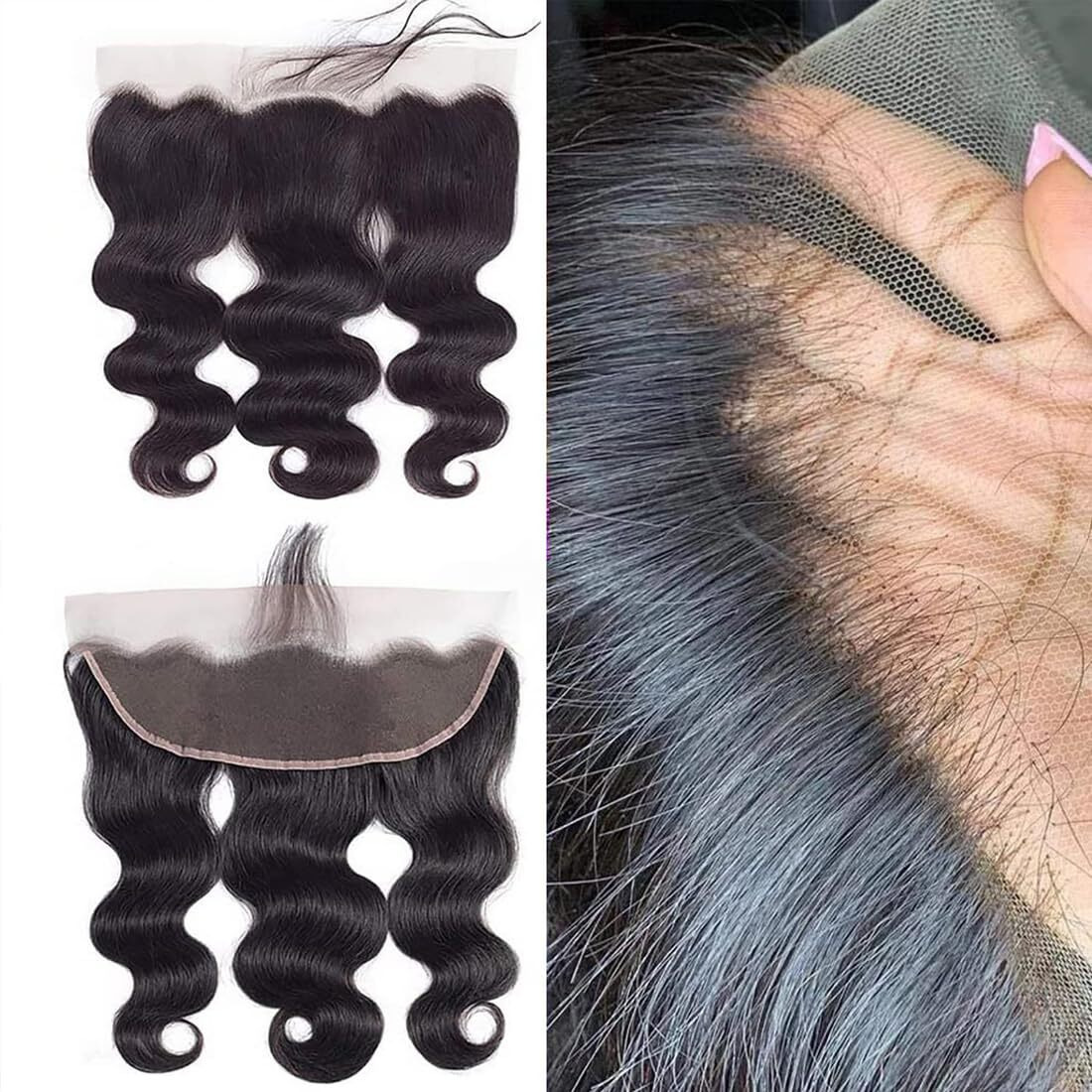 13X4 Body Wave Lace Closure Human Hair 100% Unprocessed Free Part Human Hair Natural Black Color (13X4 Body Wave, 14 Inch)