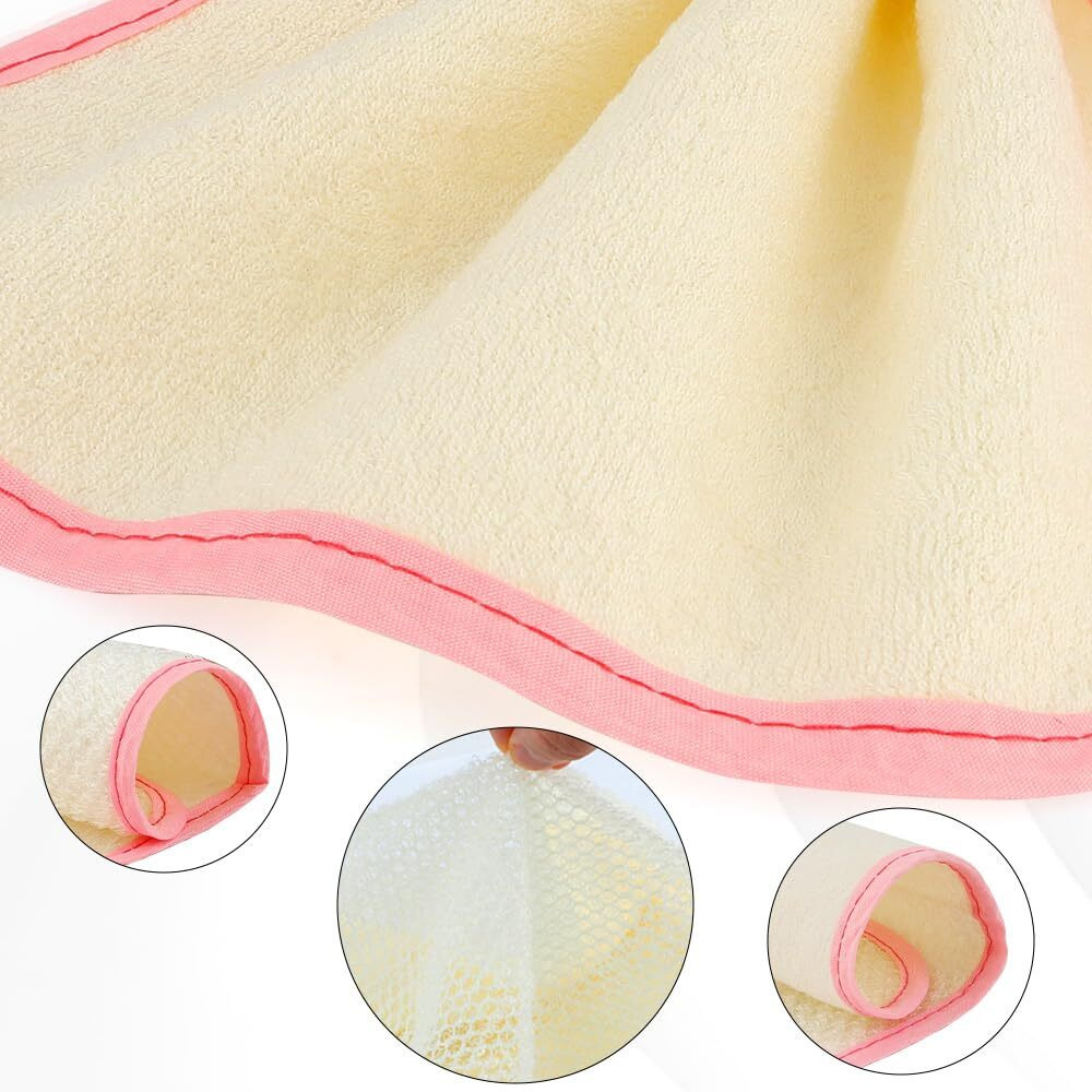 5 Pack Pink Frame Exfoliating Washcloths - Face & Body Scrubbers For Shower