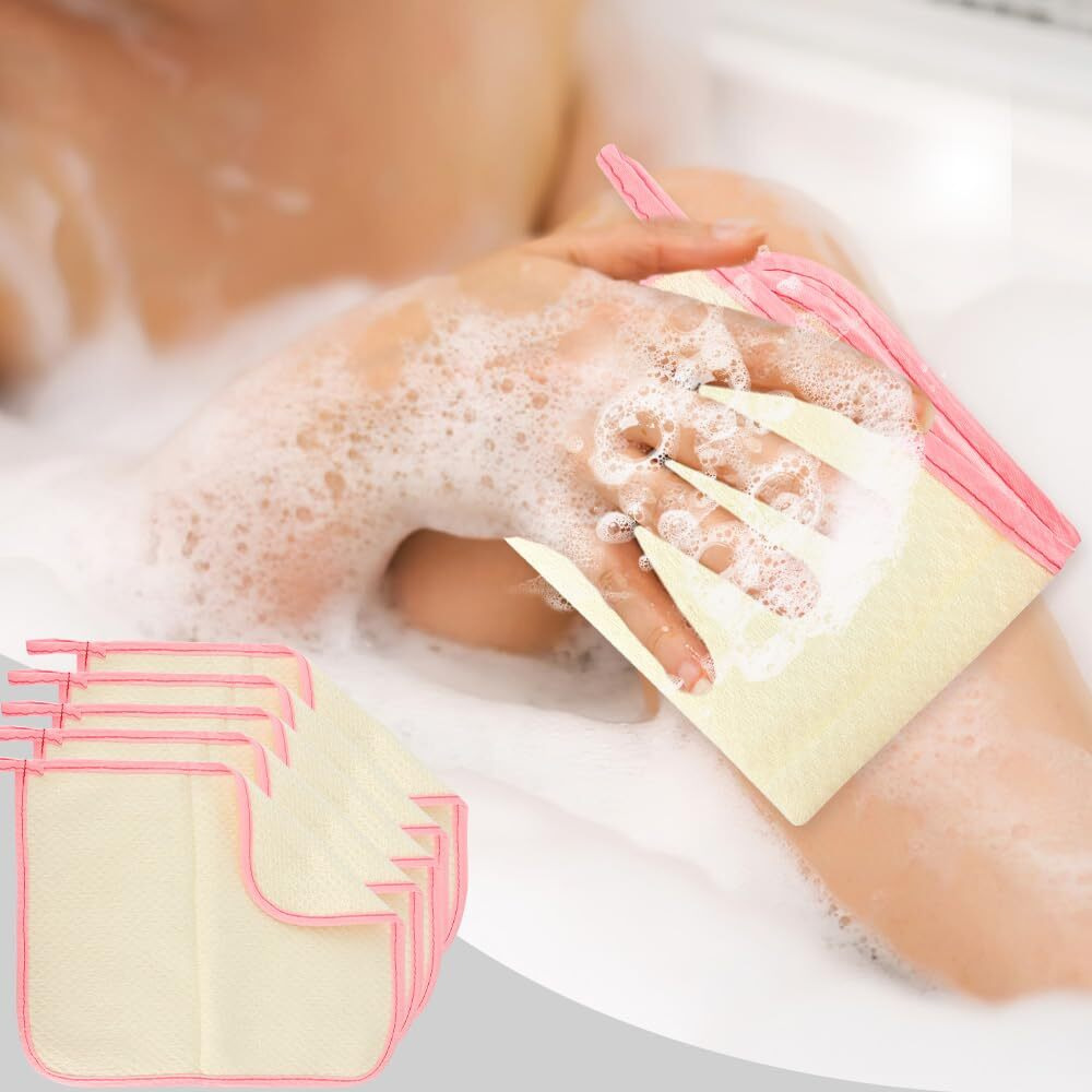 5 Pack Pink Frame Exfoliating Washcloths - Face & Body Scrubbers For Shower