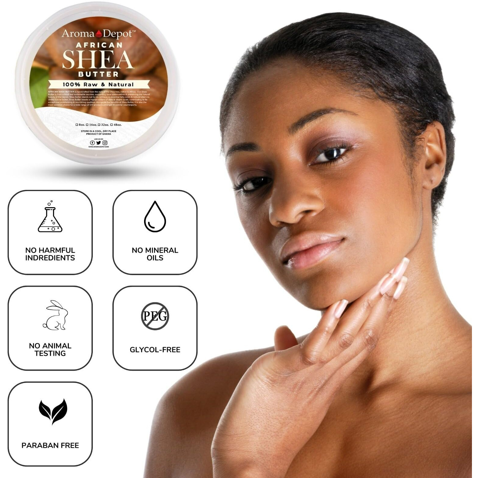 Raw African Shea Butter 12 Oz Ivory/White Grade A 100% Pure Natural Unrefined Fresh Moisturizing, Ideal For Dry And Cracked Skin. It Can Be Used In The Body, Hair, And Face.