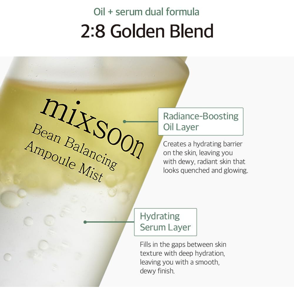Mixsoon Bean Balancing Ampoule Mist Skin Moisturizer And Oil Balance For Hydrated Radiance Korean Glass Skin Care 3.38 Fl. Oz. / 100Ml