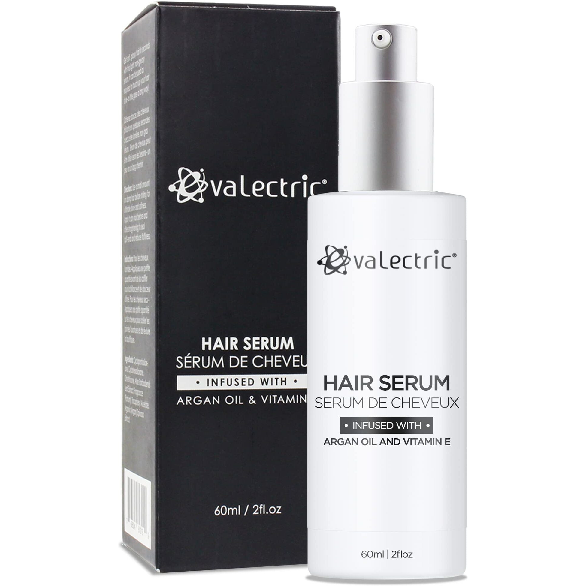 Evalectric Argan Oil Hair Serum - For Dry, Damaged, Frizzy Hair - Anti-Frizz, Straightening, And Shine Serum With Vitamin E - 2 Fl. Oz.