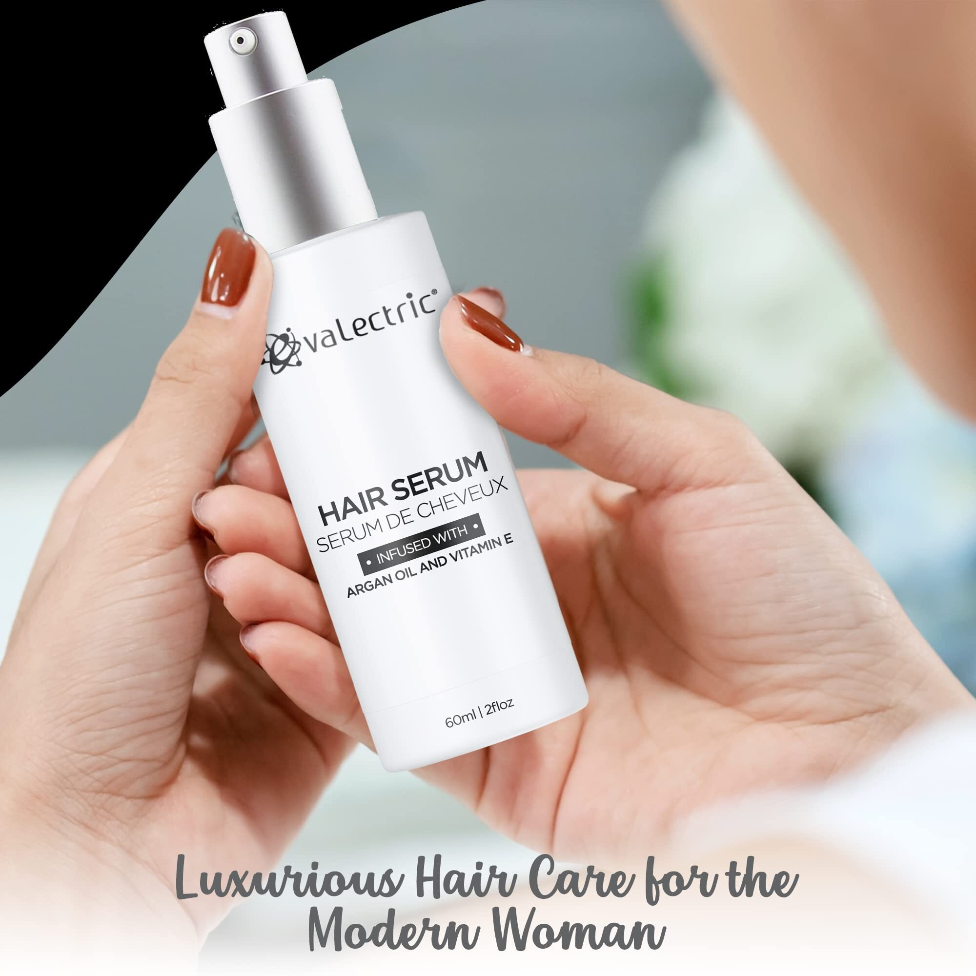 Evalectric Argan Oil Hair Serum - For Dry, Damaged, Frizzy Hair - Anti-Frizz, Straightening, And Shine Serum With Vitamin E - 2 Fl. Oz.